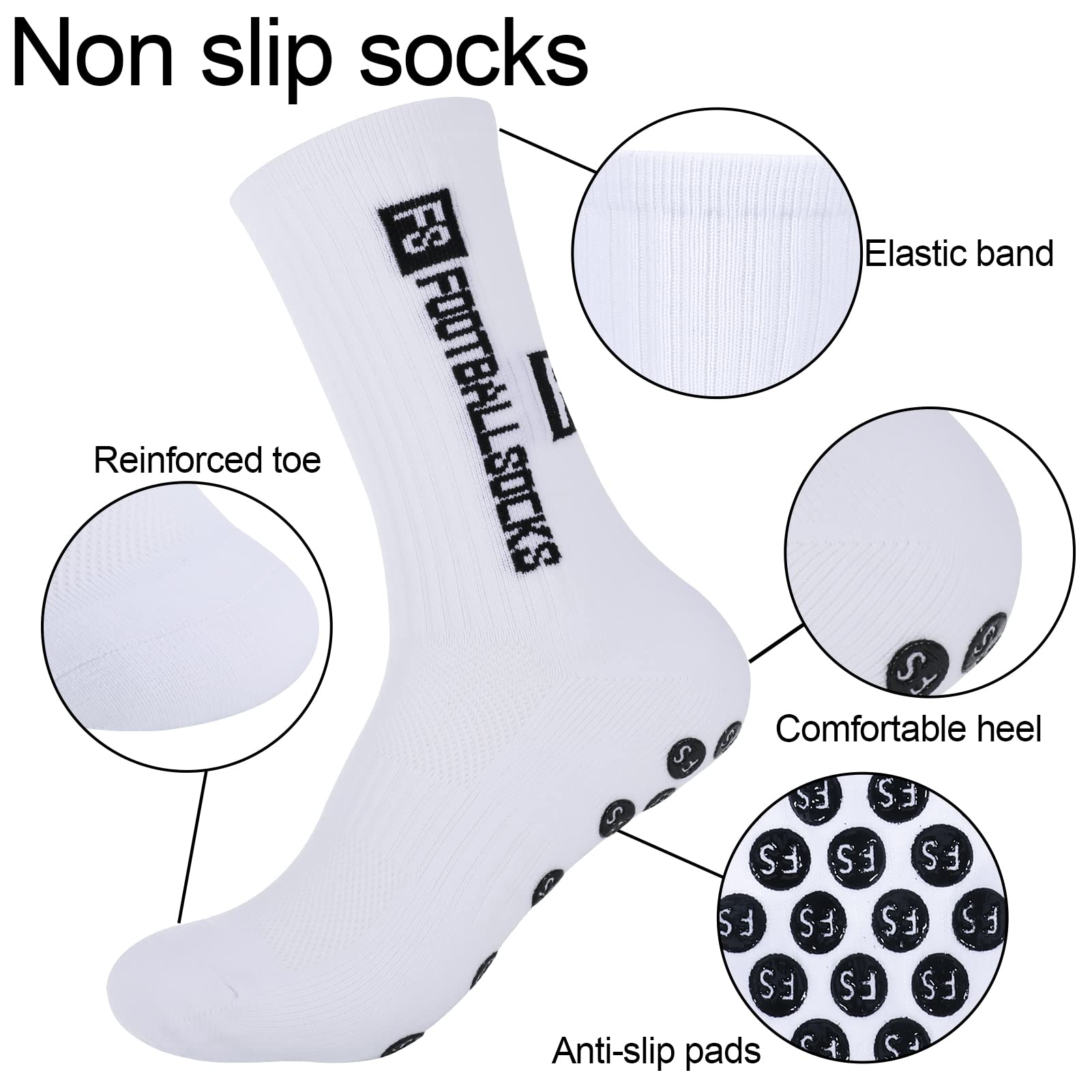 **DragonflyDreams 3 Pairs Non-Slip Soccer Socks for Men & Women - Anti-Slip Football Socks with Rubber Dots, Breathable Athletic Socks for Running, Basketball, Volleyball, Yoga & Sports - Perfect for Training & Gym Workouts**