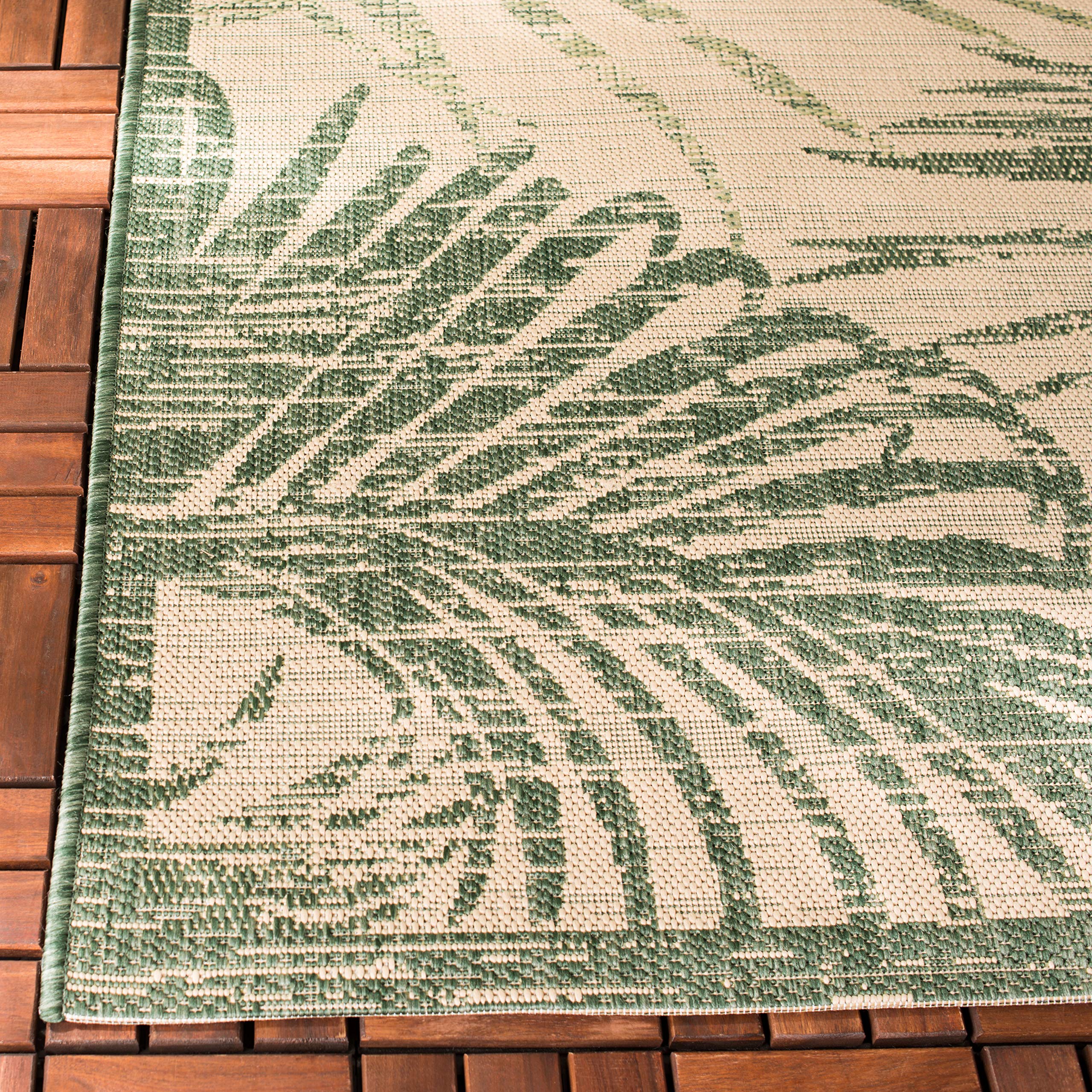 SAFAVIEH Courtyard Collection 8' x 11' Beige & Green Indoor Outdoor Waterproof Area Rug - Easy to Clean, Perfect for Patio, Backyard, Mudroom, Deck & Sunroom Decor