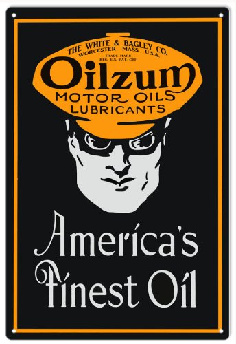 Premium Oilzum America's Finest Motor Oil - Vintage Gas Station Reproduction Metal Sign | Classic Automotive Decor for Garage, Man Cave & Workshop