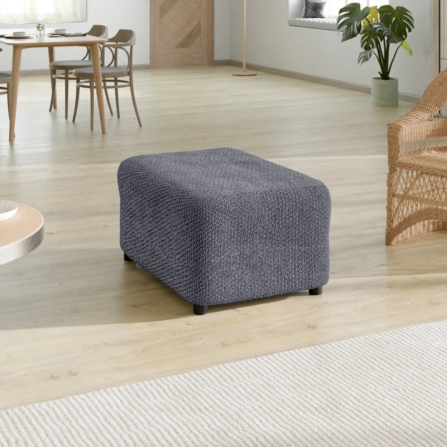 Velvet Ottoman Slipcover Medium Size - Soft & Durable Furniture Cover for Living Room, Bedroom, or Office Decor