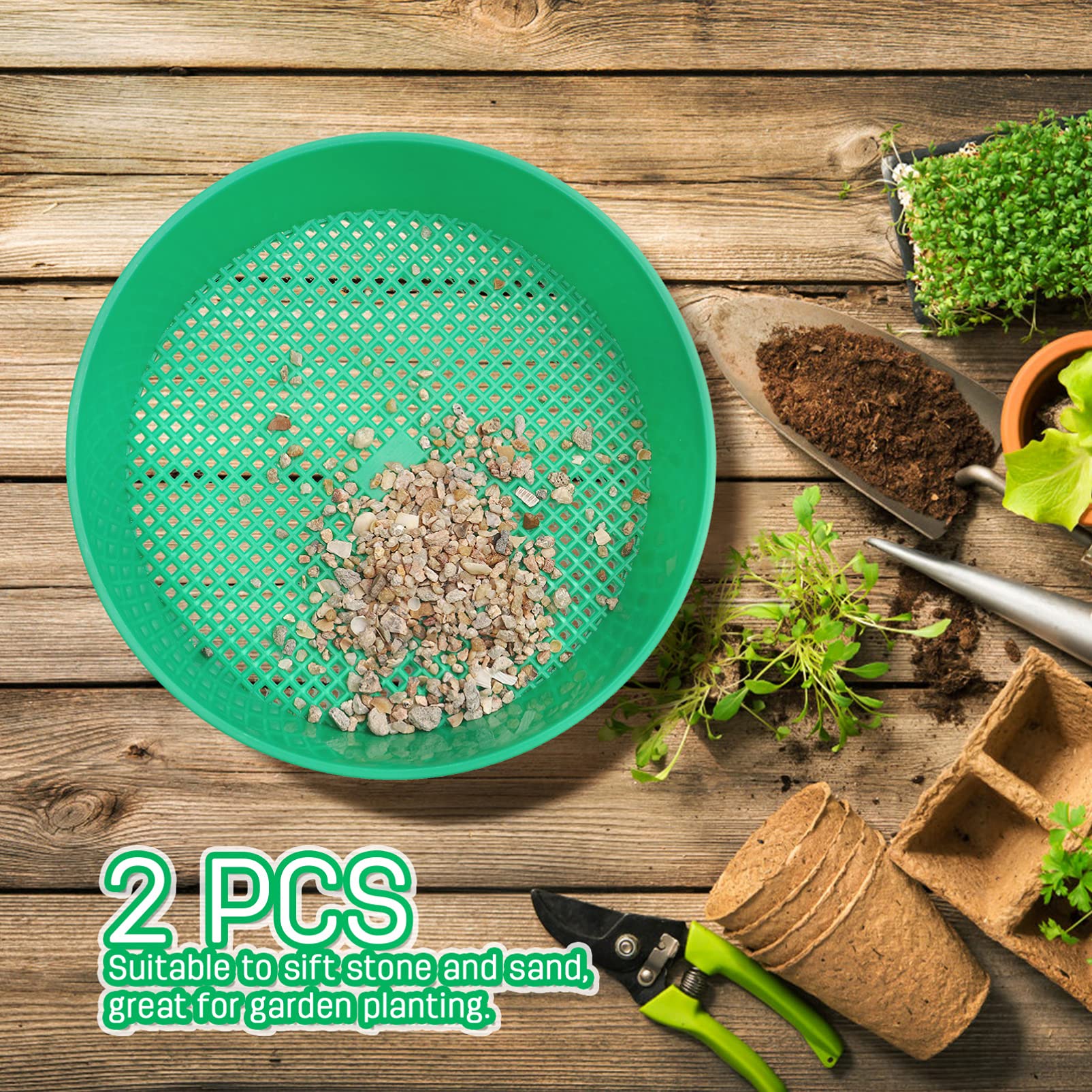Hemoton 2-Piece Stone Riddle Bonsai Tools Set - Soil Sifter, Sand Filter, and Gardening Sieve for Planting, Gardening, and Landscaping | Perfect for Bonsai Care, Potting Mix Screening, and Garden Soil Filtering