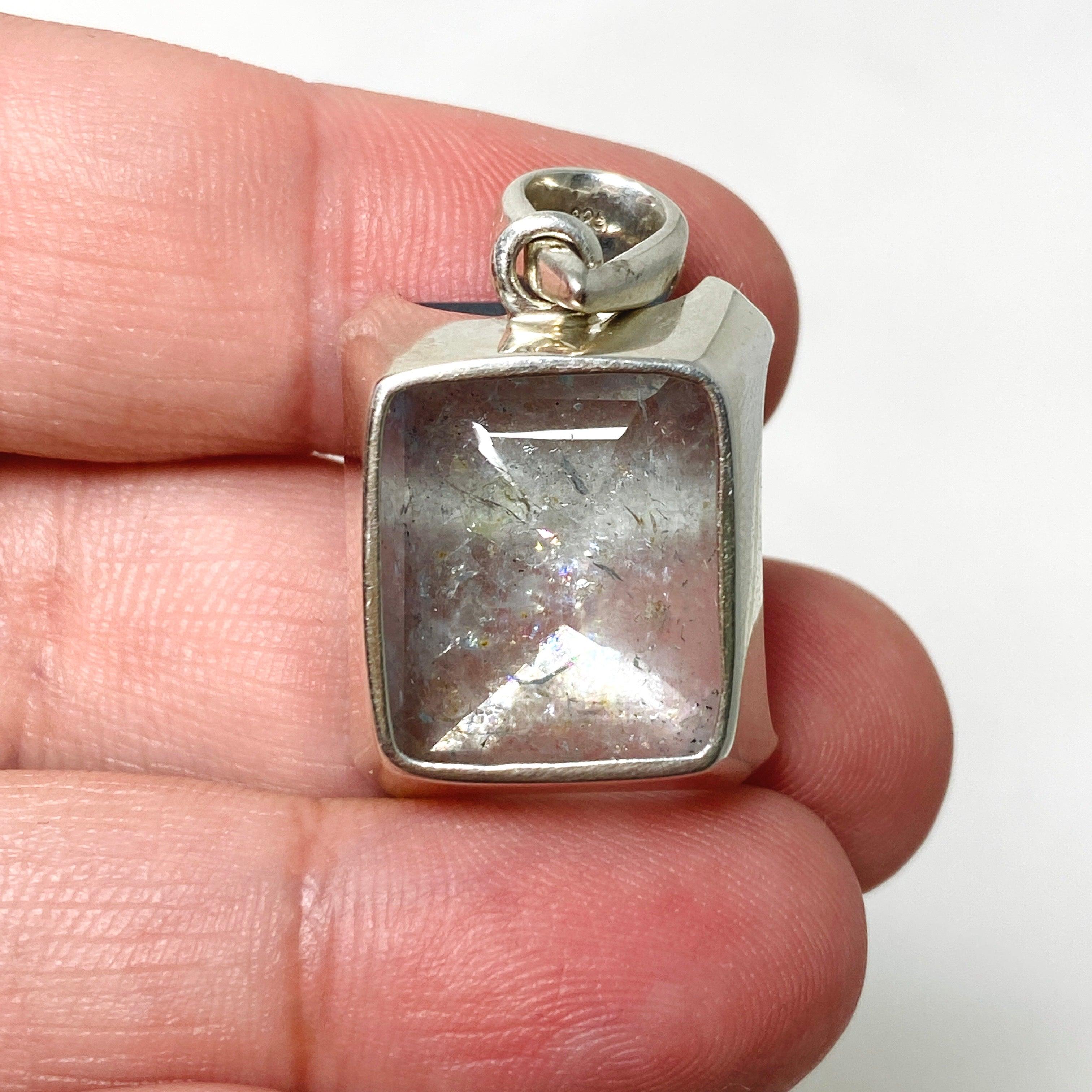 Natural Aquamarine Faceted Rectangle Pendant Necklace PPGJ746 - Elegant Jewelry Gift for Women, Perfect for Weddings & Special Occasions