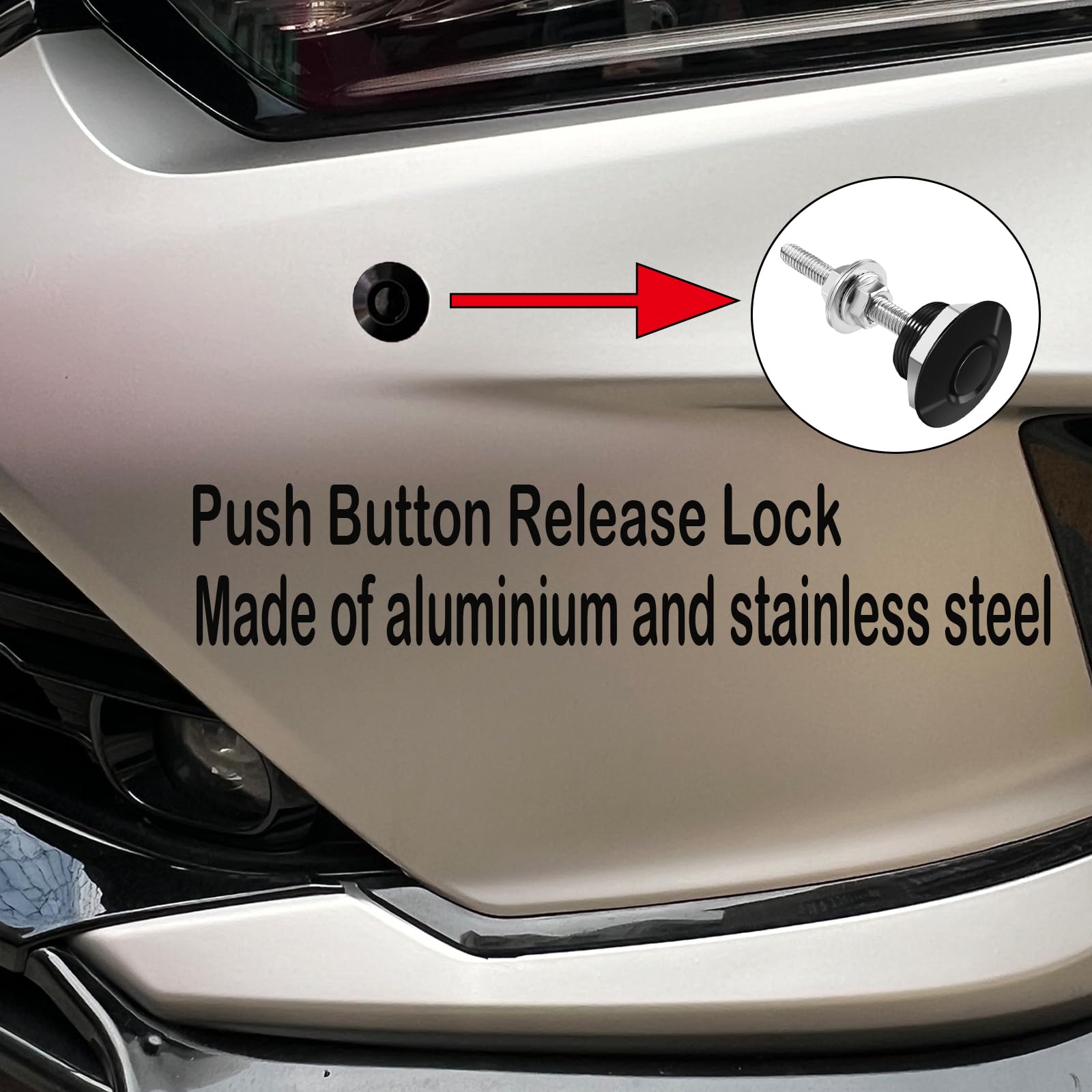 4 Pack Universal Aluminum Quick Latch Hood Pins - Quick Release Lock Latch Kit for Car Bumper & License Plate - Durable Vehicle Hood Fasteners for Racing, Off-Road & Custom Cars
