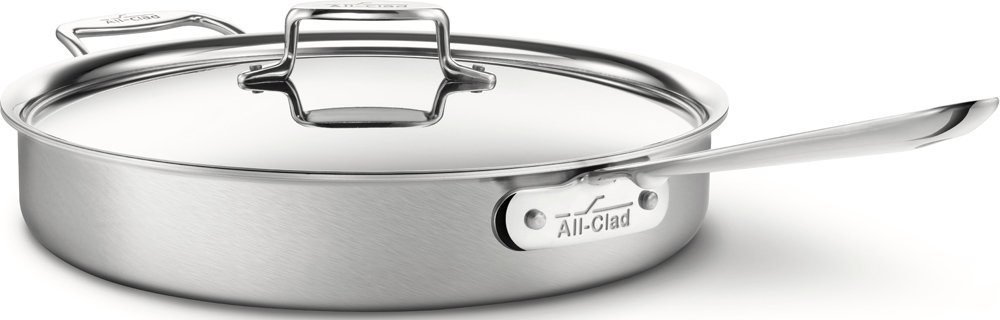 All-Clad BD55406 D5 Brushed 18/10 Stainless Steel 5-Ply Bonded Dishwasher Safe Saute Pan with Lid - 6-Quart Silver Cookware for Professional Chefs & Home Cooking | Perfect for Searing, Sauteing & Simmering