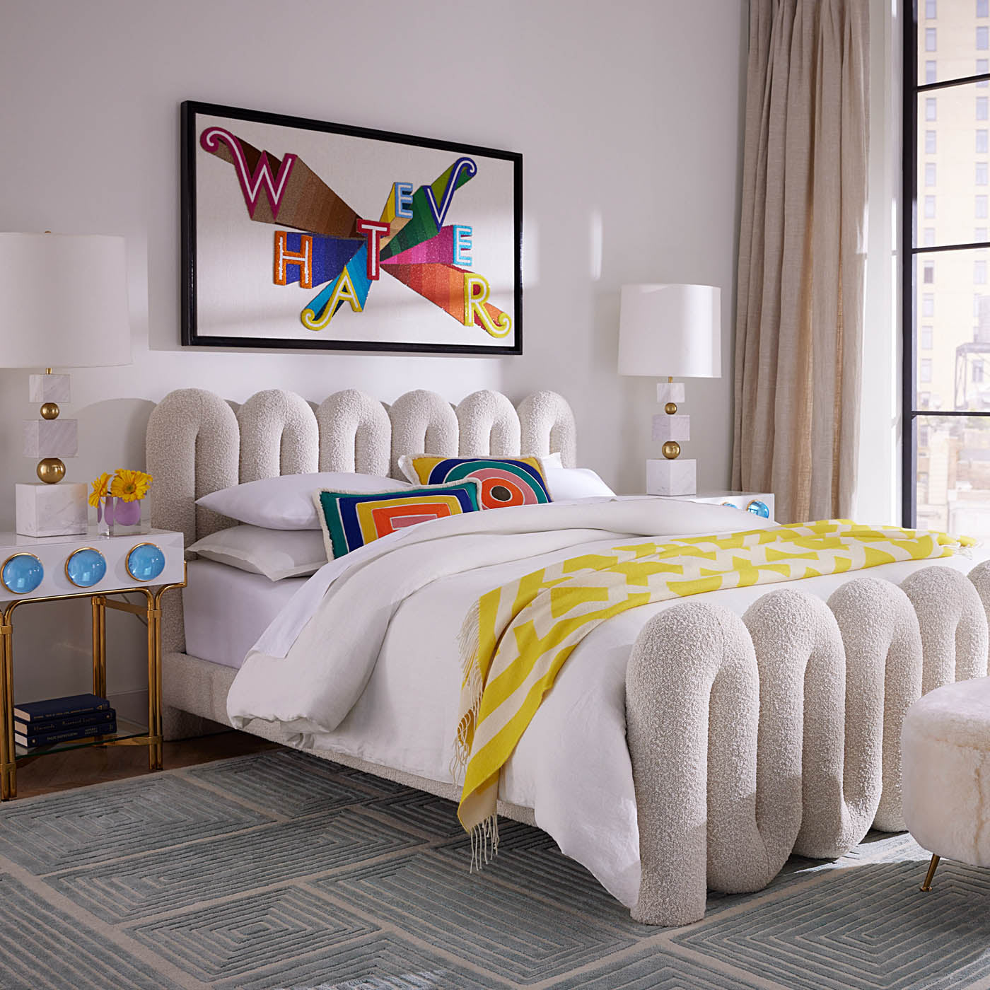 Serpentine Bed - Modern Wavy Design Queen/King Size Bed Frame for Bedroom - Perfect for Contemporary Home Decor & Relaxation