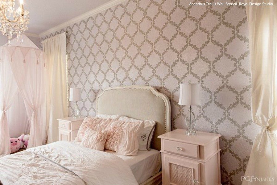 Acanthus Trellis Wall Stencil - Reusable DIY Decorative Painting Template for Home & Garden Décor | Perfect for Walls, Furniture, and Fabric Projects
