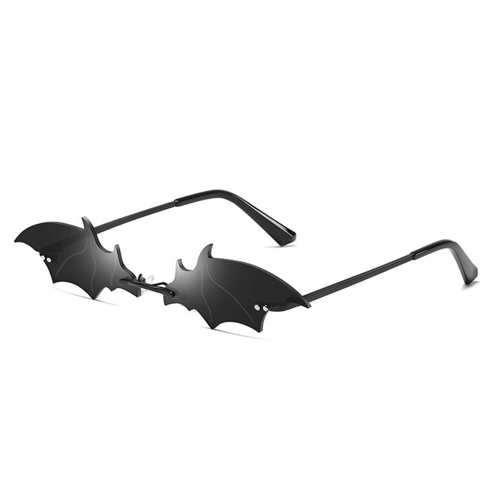 Ovida Bat Sunglasses - Rimless Gothic Eyewear for Women & Men | UV 400 Protection | Trendy Halloween Party Accessories | Perfect for Costume Parties, Cosplay & Night Events