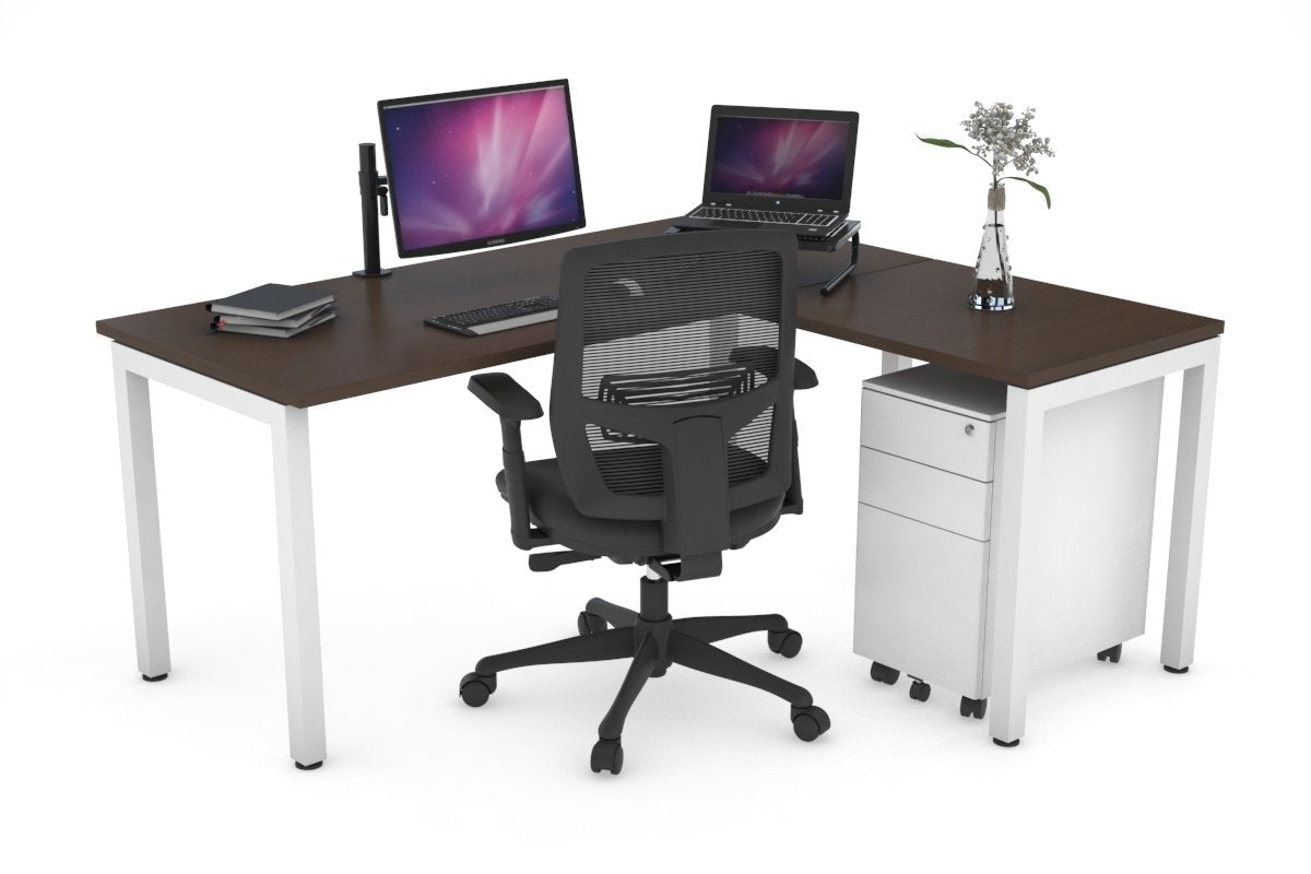 L-Shaped Corner Office Desk with Quadro Square Legs - 1800L x 1450W - Perfect for Home Office, Study Room & Workspace Organization