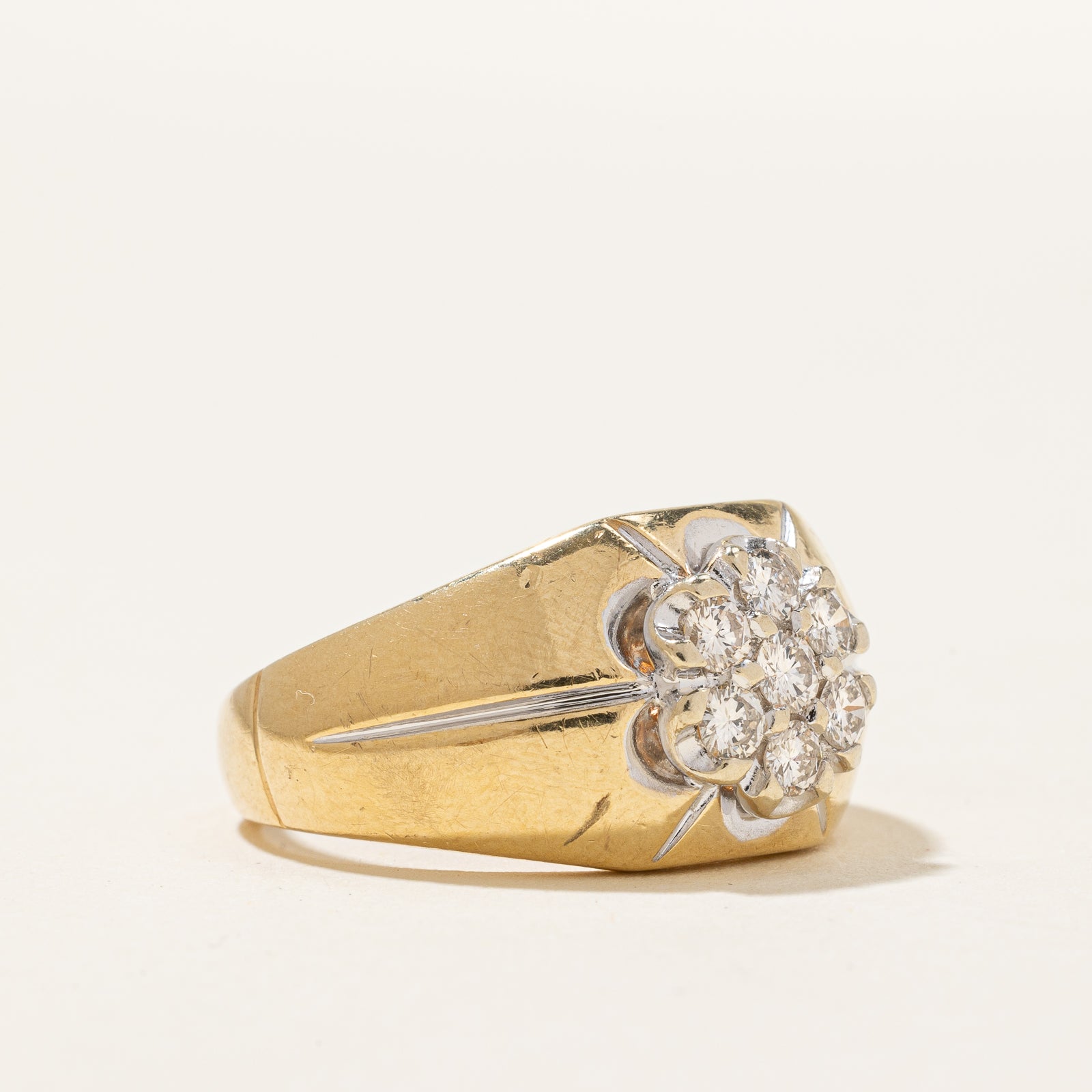 Vintage Diamond Cluster Flower Ring - 0.44ctw Genuine Diamonds - Size 8.5 - Elegant Wedding, Anniversary & Special Occasion Jewelry Gift for Women
