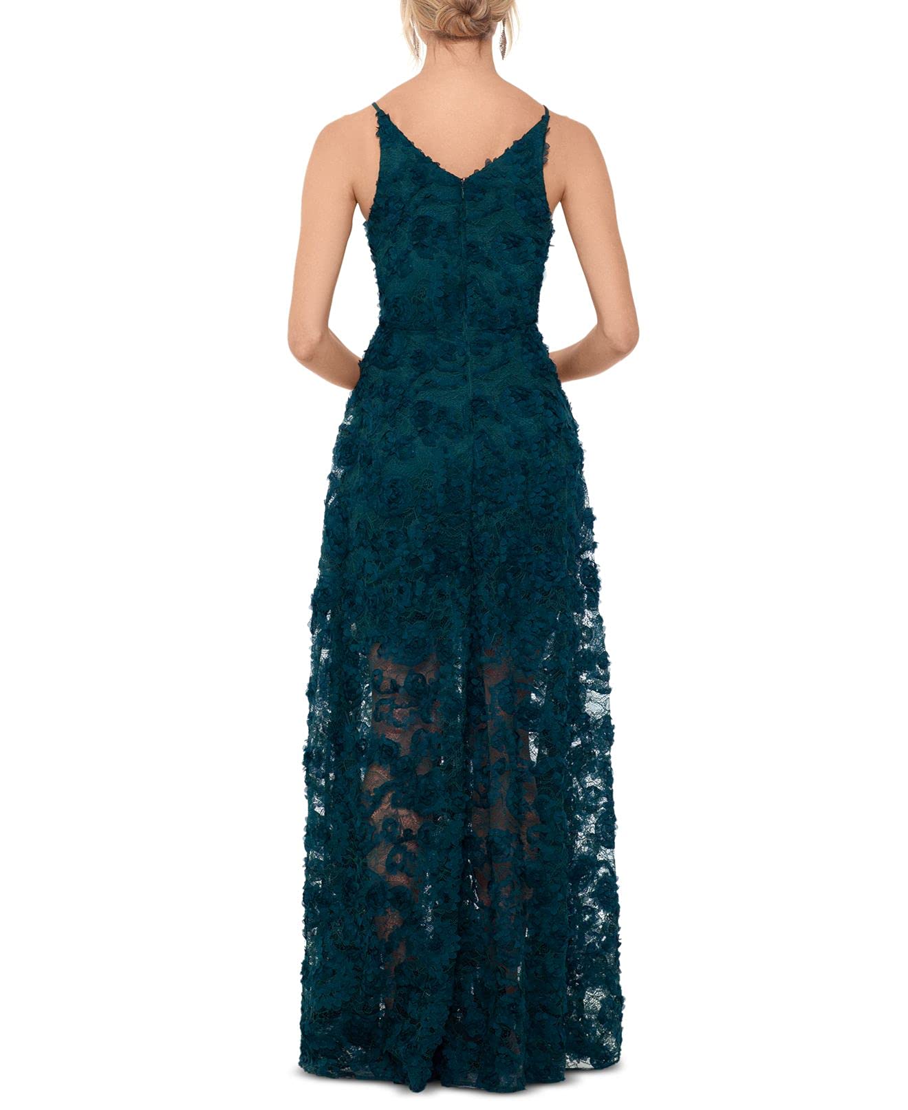 Xscape Women's Floral Lace Gown Dress - Elegant Evening Gown for Weddings, Prom, and Special Occasions