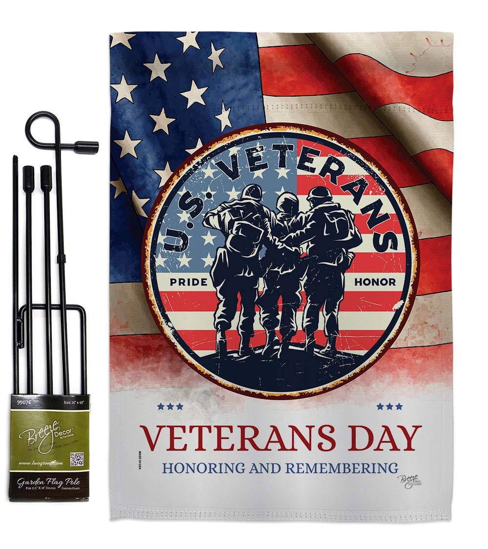 US Veterans Garden Flag Set - Double-Sided Military Yard Banner for Armed Forces Day & Home Decor