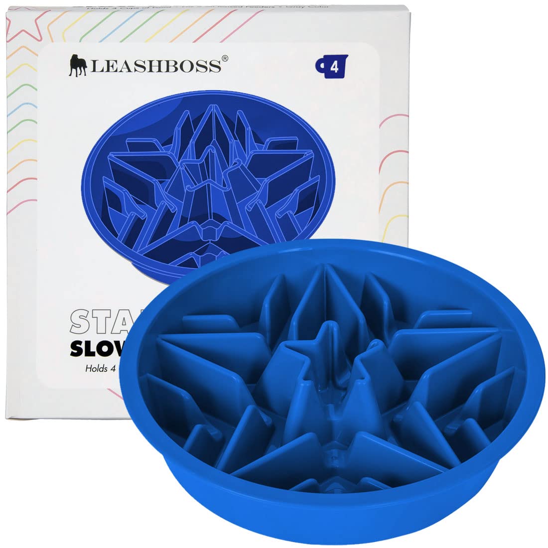 Leashboss Slow Feeder Dog Bowl - Non-Slip Maze Puzzle Food Dish with Feeding Holes for Small Medium & Large Dogs - Perfect for Elevated Pet Feeders & Portion Control - Great for Fast Eaters, Digestion Aid & Mealtime Enrichment
