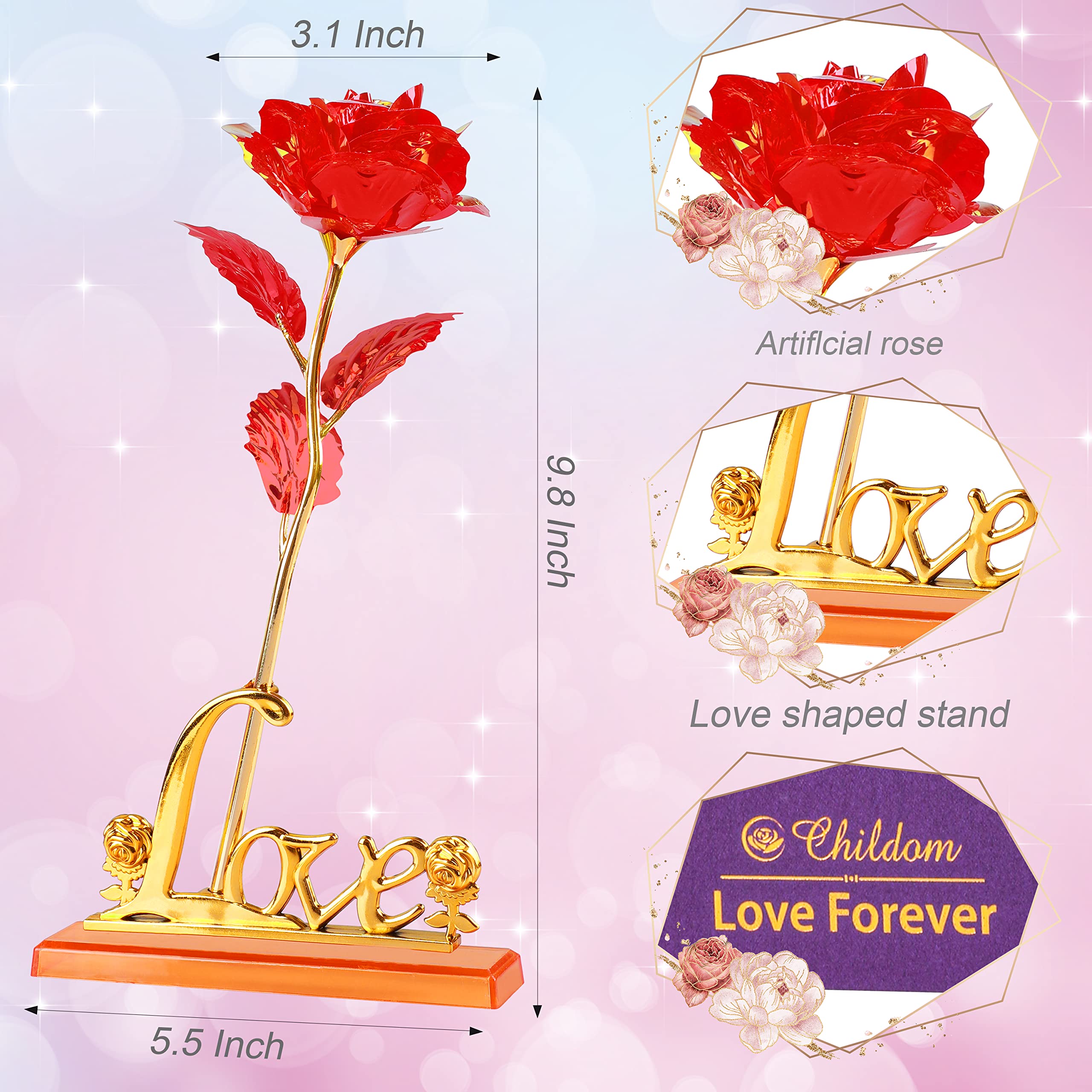 Artificial Rose Flower Gift Set for Mom - Elegant Red Roses with Love Stand, Perfect for Mother's Day, Birthday, Anniversary & Valentine's Day Gifts for Wife, Grandma, Women from Daughter or Son | Home Decor, Table Centerpiece, Romantic Gift Idea