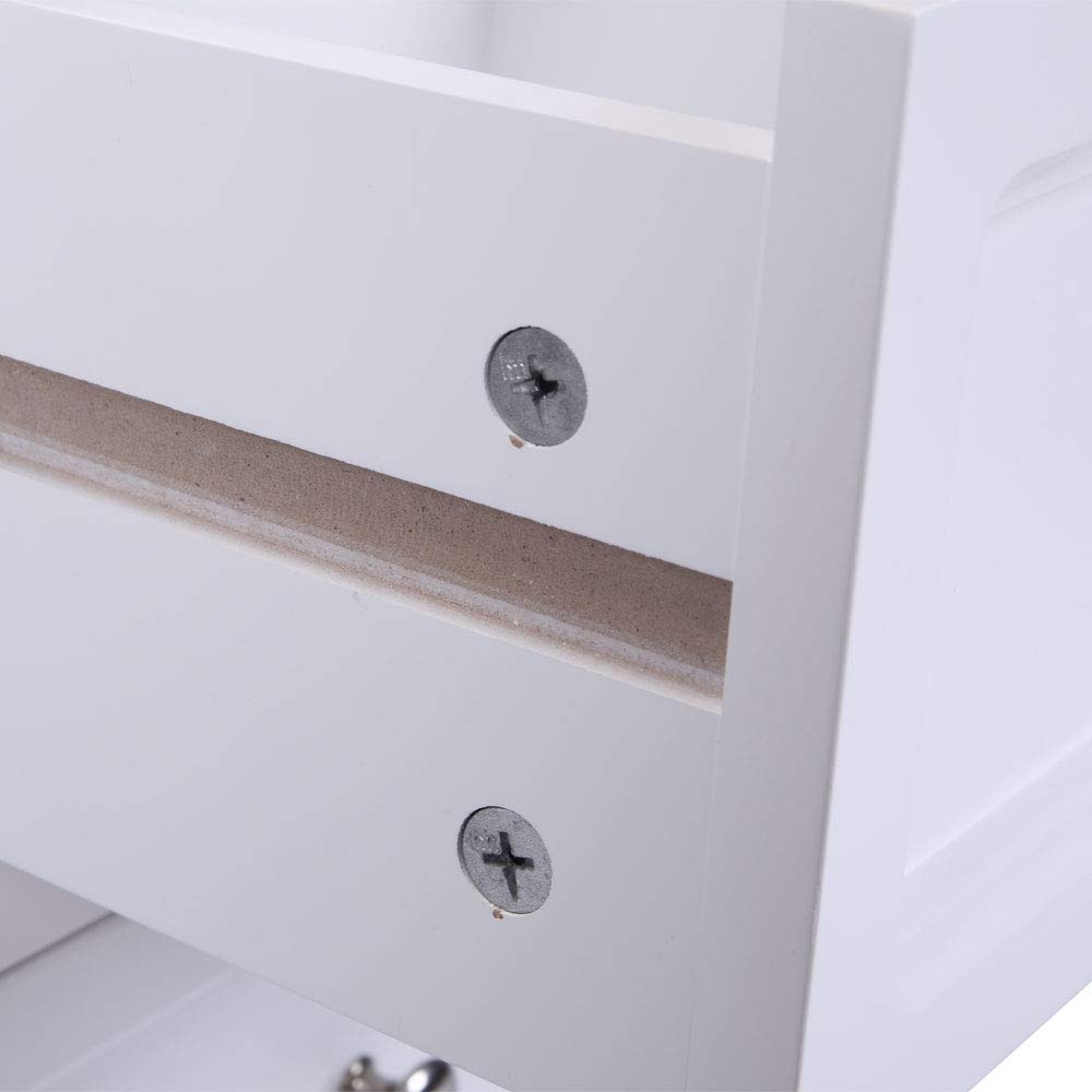 Farmhouse Nightstand with 2 Drawers - White Wooden Bedside Table for Bedroom, Living Room & Dorm | Sturdy Storage End Table for Sofa, Perfect for Reading Lamps, Books & Bedroom Essentials