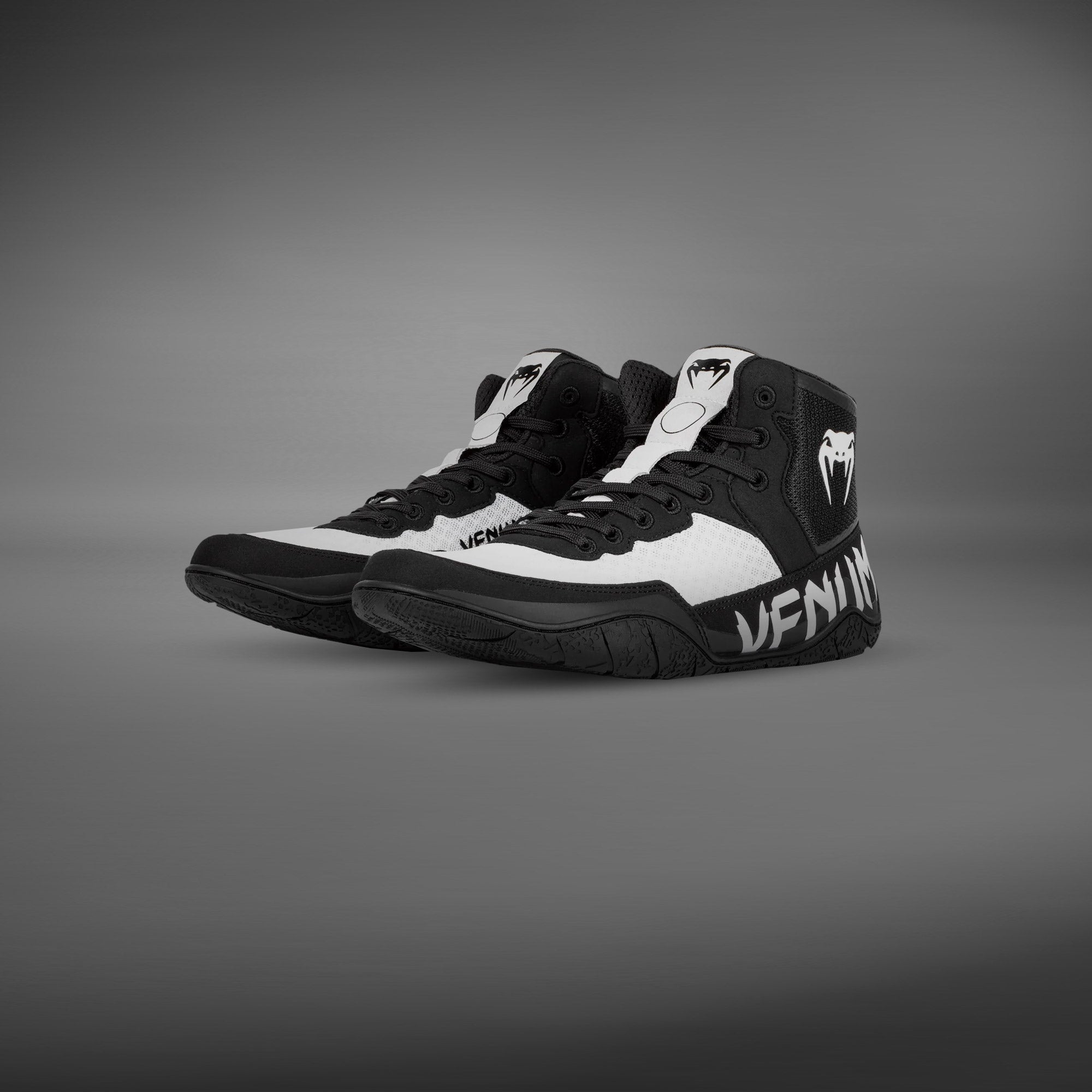 Venum Elite Wrestling Shoes for Men & Women - High-Performance Black/White Grappling Shoes for MMA, BJJ & Wrestling Training