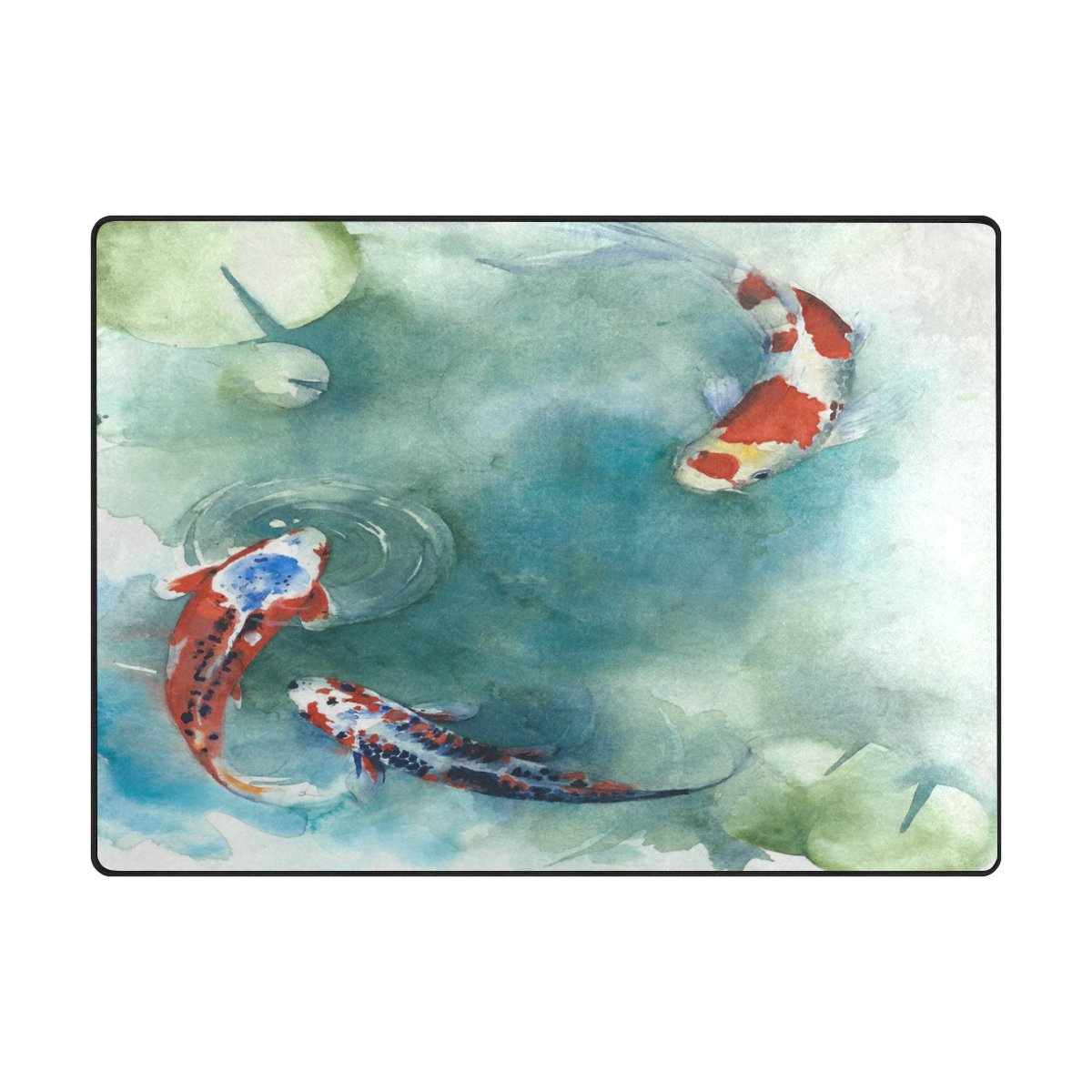 ALAZA Koi Carp Fish Japanese Oil Painting Area Rug - 5'3