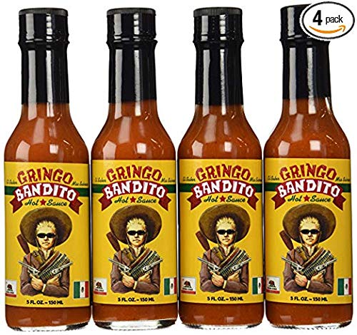 Gringo Bandito Hot Sauce - Original Red Flavor, 5 Oz (Pack of 4) | Spicy Mexican Style Hot Sauce for Tacos, Burgers, Wings & More