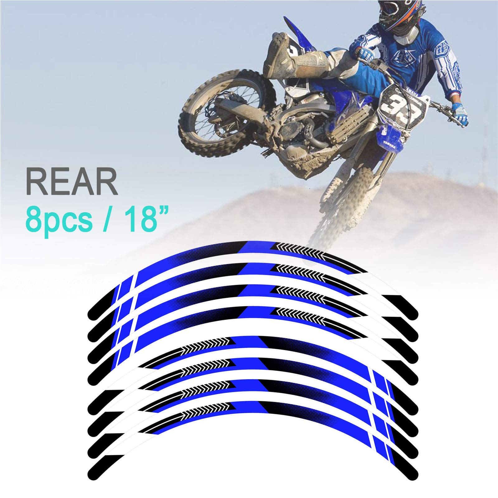KETABAO MX Bike Rim Tape A01 - Durable Decals & Stickers Protector for 18-21 Inch Motorcycle Rims - Compatible with Honda XR250R XR400R XR650L XR650R (Blue) - Perfect for Off-Road Racing & Motorcycle Customization