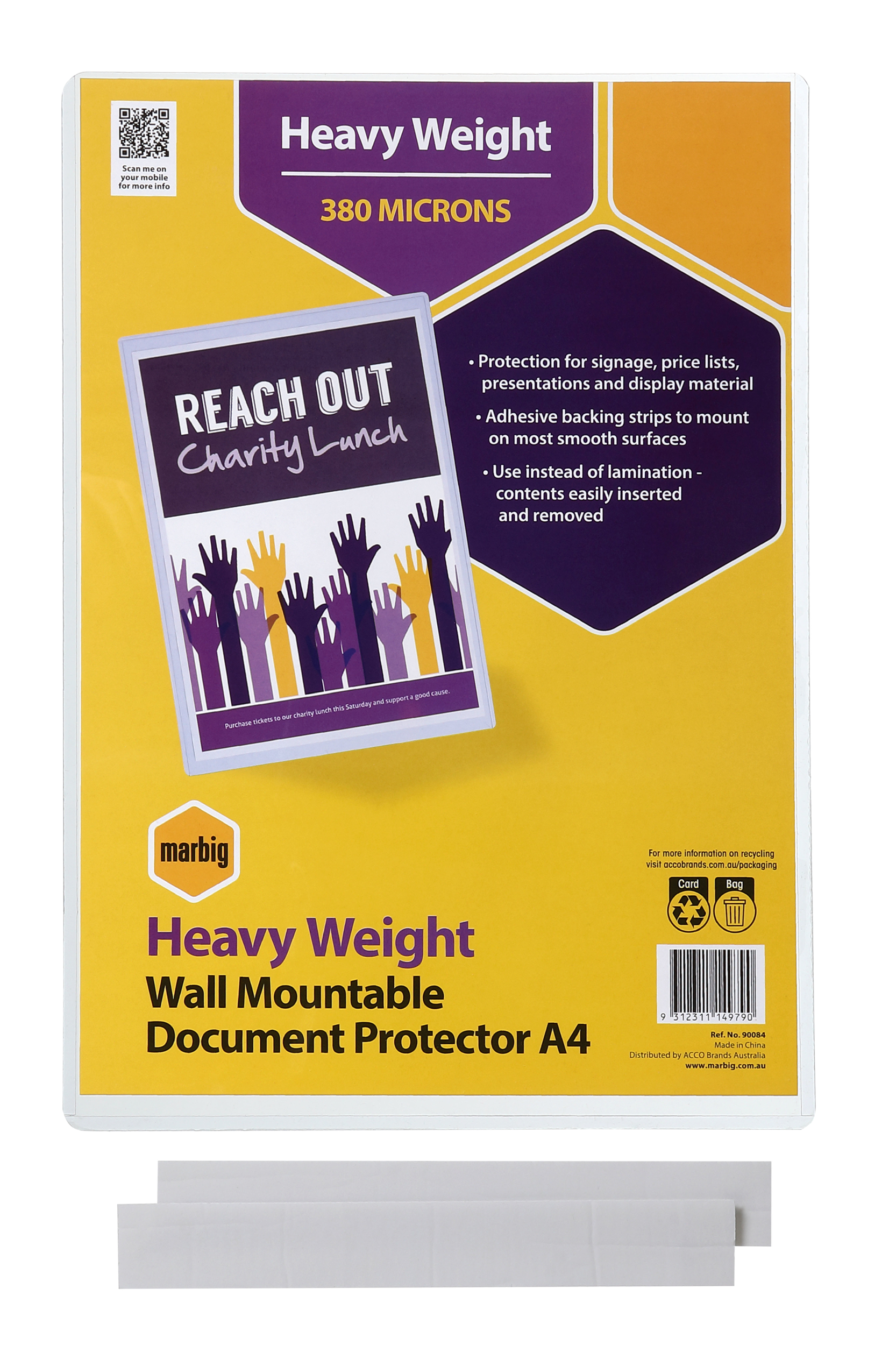 A4 Slide-In Wall Mountable Document & Menu Protector - Clear Plastic Sleeve for Restaurants, Offices & Schools - Waterproof & Dustproof Display Holder