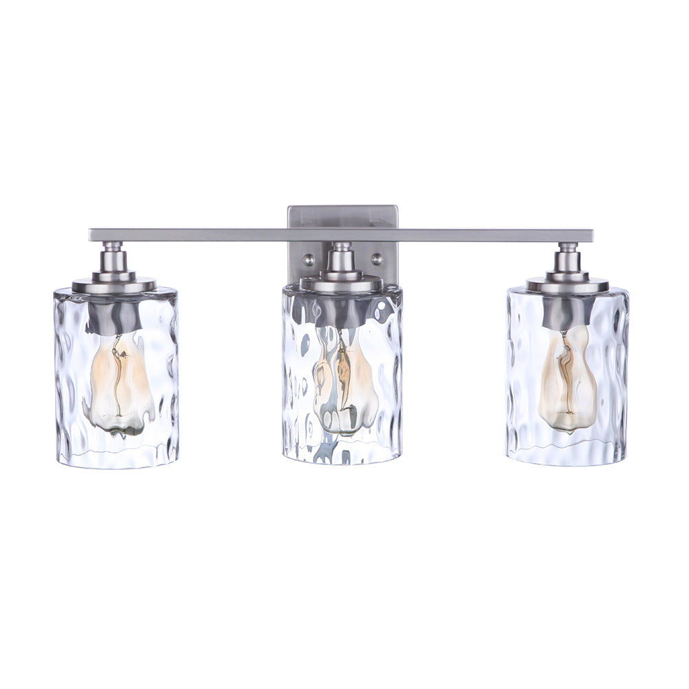 Voda 3-Light Bathroom Vanity Light Fixture in Satin Nickel Finish - Perfect for Modern Bathroom & Powder Room Lighting