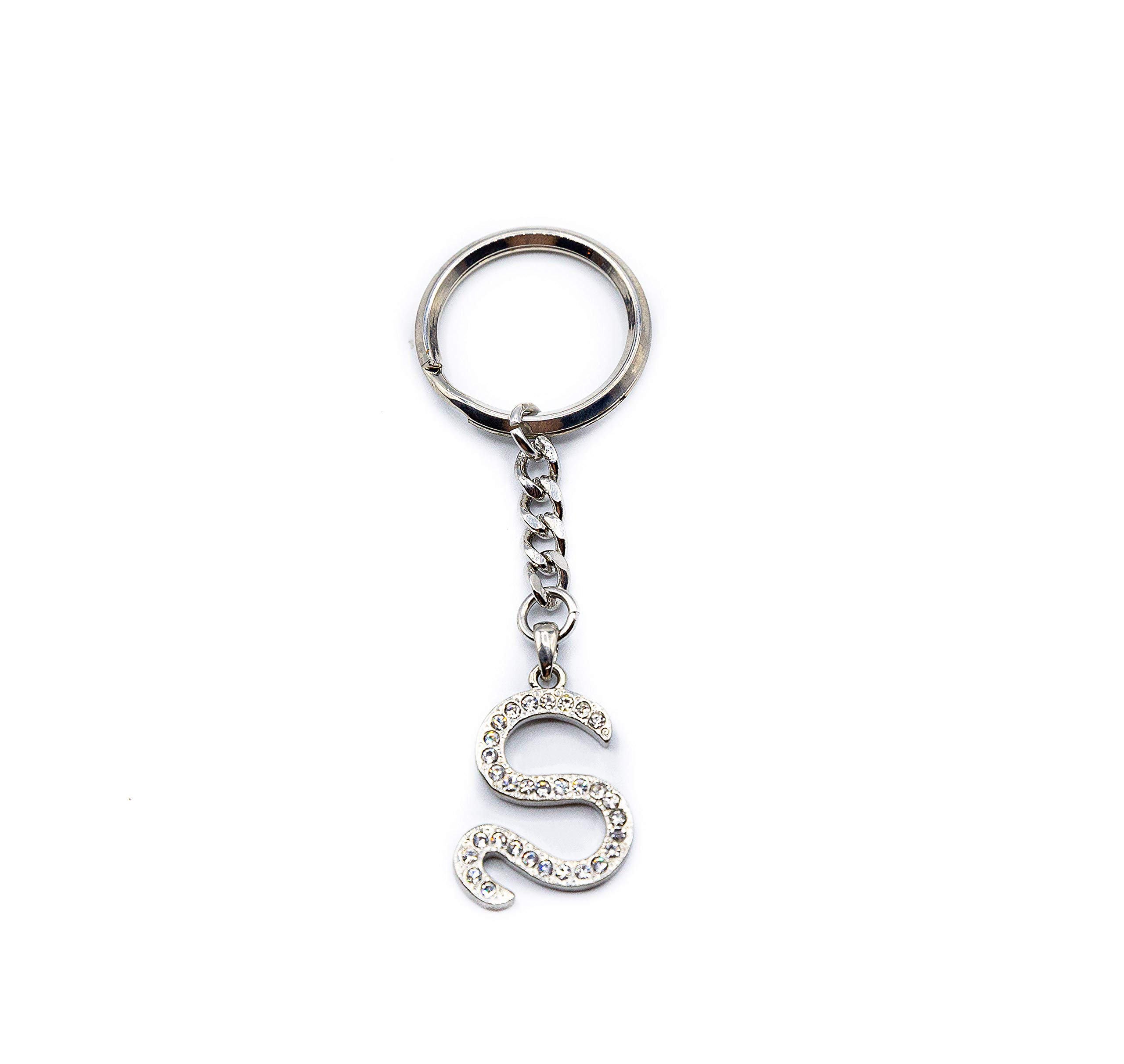 Chrome Plated Letter T Keychain with Swarovski Crystals - Perfect Gift for Women