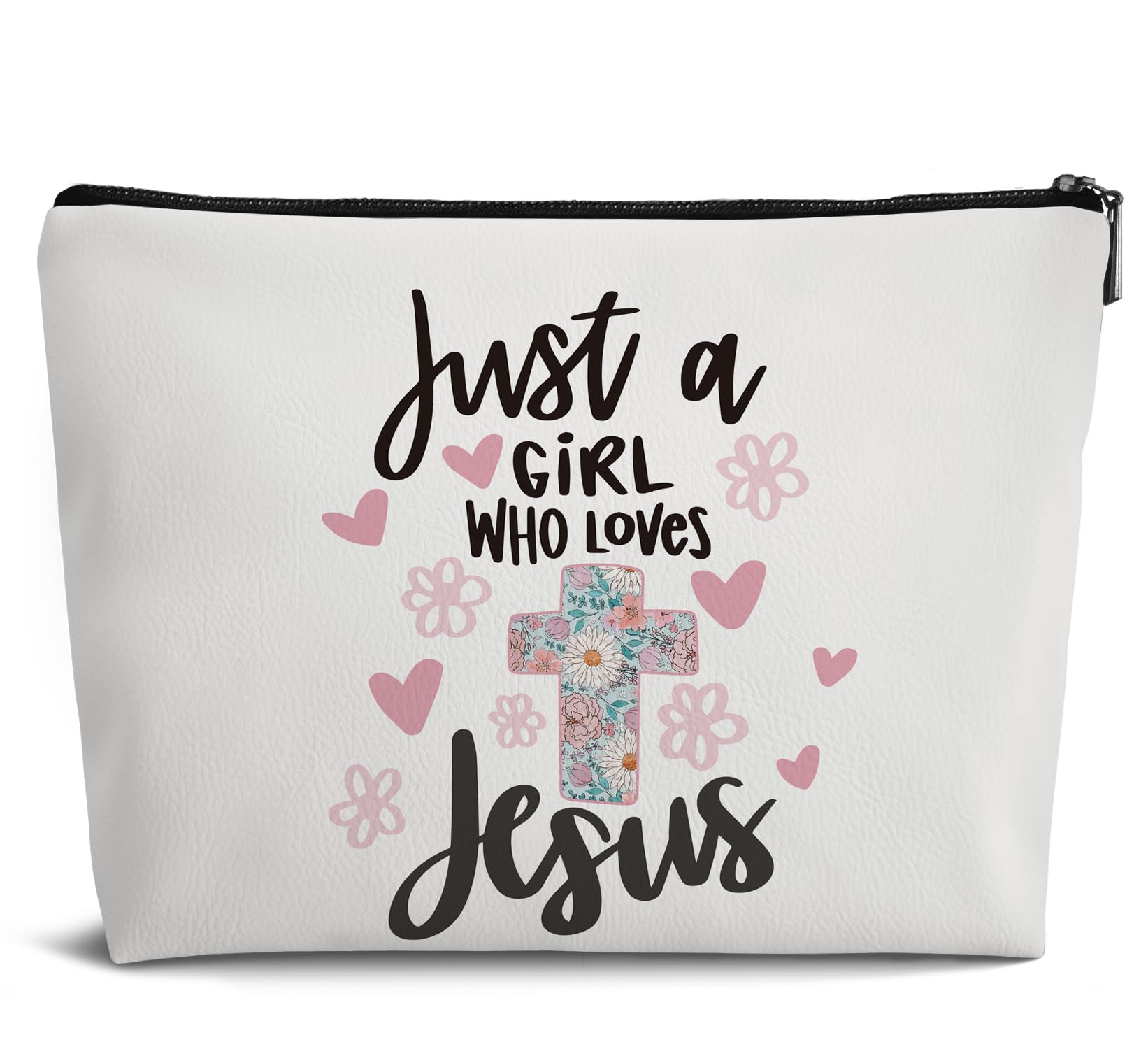 Christian Bible Verse Makeup Bag - Jesus Leather Zipper Pouch for Women | Perfect Gift & Cosmetic Organizer