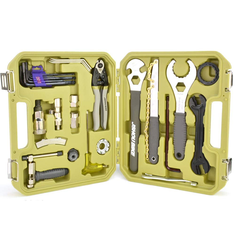 Professional Bicycle Tool Kit - Flywheel Crank Bracket & Chain Disassembly Tools for Road & MTB Bike Repair | Multifunctional Cycling Essential Accessories with Durable Plastic Case | Perfect for Home Maintenance & Outdoor Trail Repairs