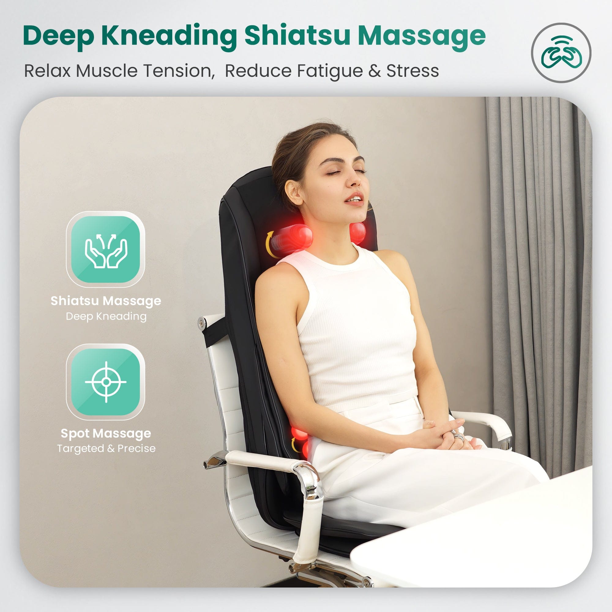 Snailax 2025 Upgraded Full Body Massage Chair Pad with Shiatsu, Compression & Heat - Neck & Back Massager for Home, Office & Relaxation