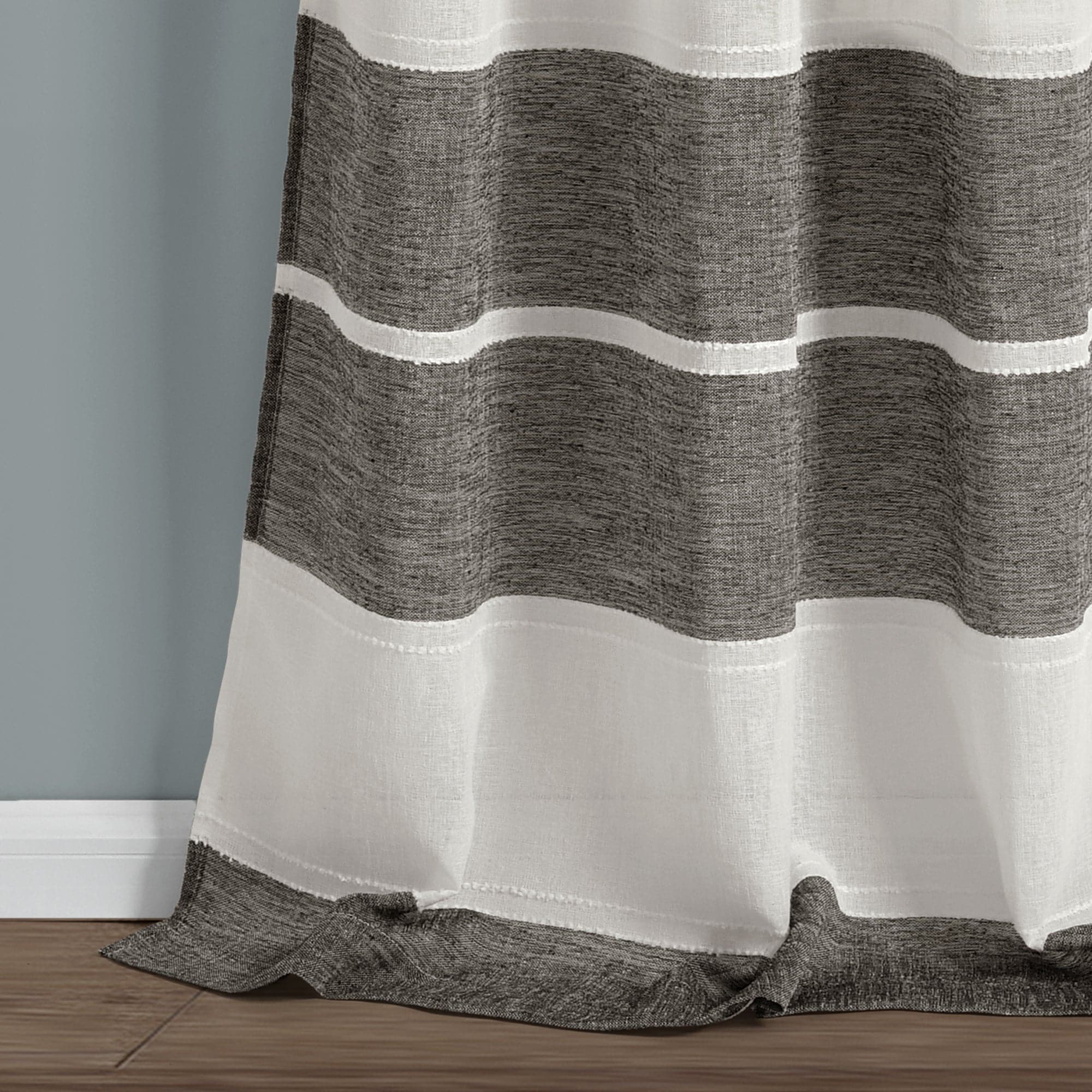 Textured Stripe Grommet Sheer Window Curtain Panel Set - Light Filtering Modern Drapes for Living Room, Bedroom & Office - 2 Panels 84 Inch Length