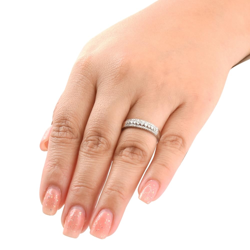 1/3 Carat Diamond Anniversary Ring - 10K White Gold Wedding Band for Women - Perfect for Anniversaries, Engagements & Special Occasions