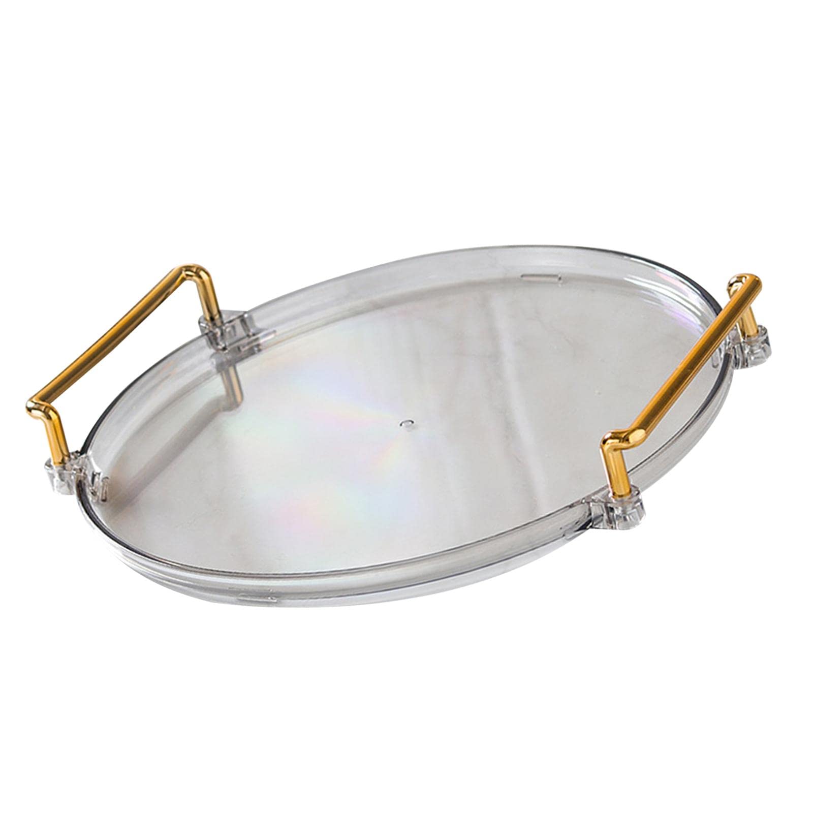 Loensy Nordic Round Serving Tray with Handles - Decorative Vanity Tray for Desserts, Coffee & Living Room Table Organization - Stylish Gray Home Decor for Parties, Breakfast in Bed & Bathroom Essentials
