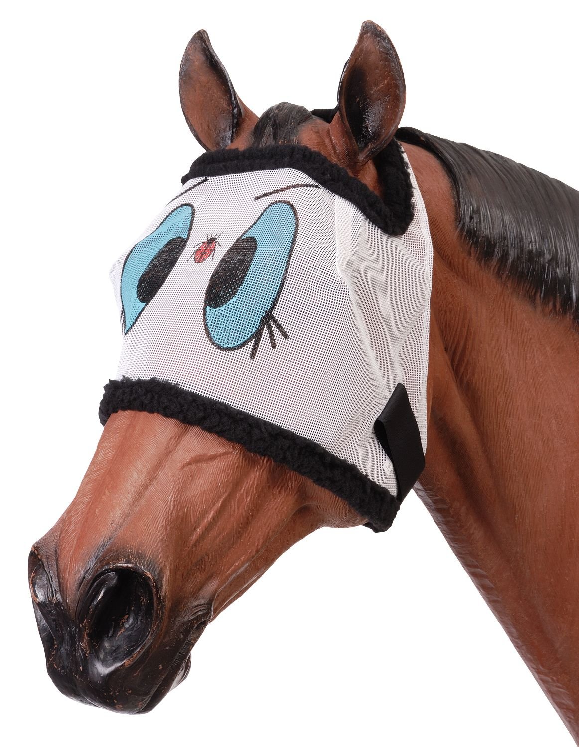 Tough 1 Ladybug Mesh Fly Mask for Horses - Breathable UV Protection Fly Veil with Ears - Perfect for Riding, Training, and Pasture Use