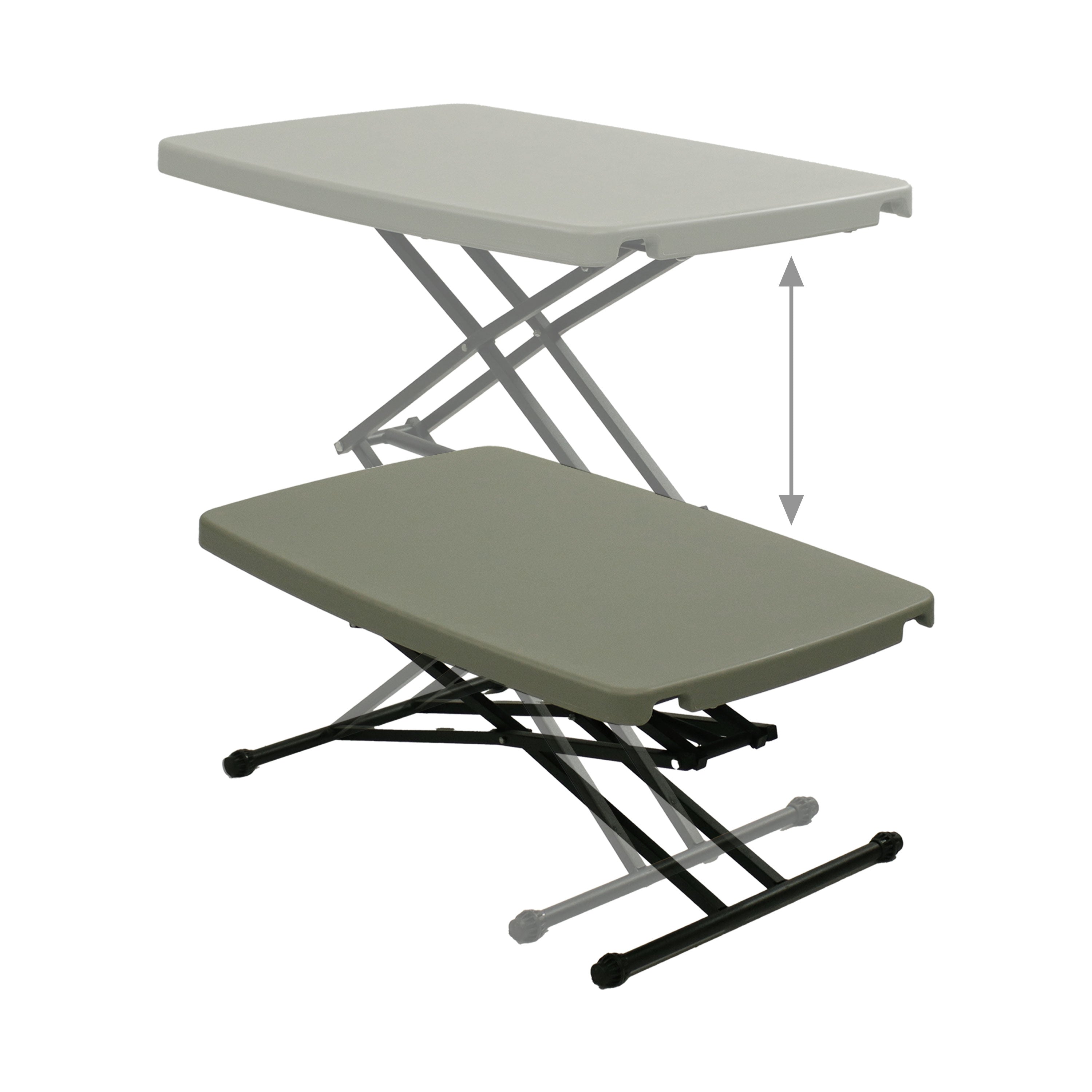 Sunnydaze Adjustable Folding Utility Table - Portable Rectangular Work Table with Collapsible Legs, Gray - Perfect for Outdoor Camping, Picnics, Garage & Home Projects