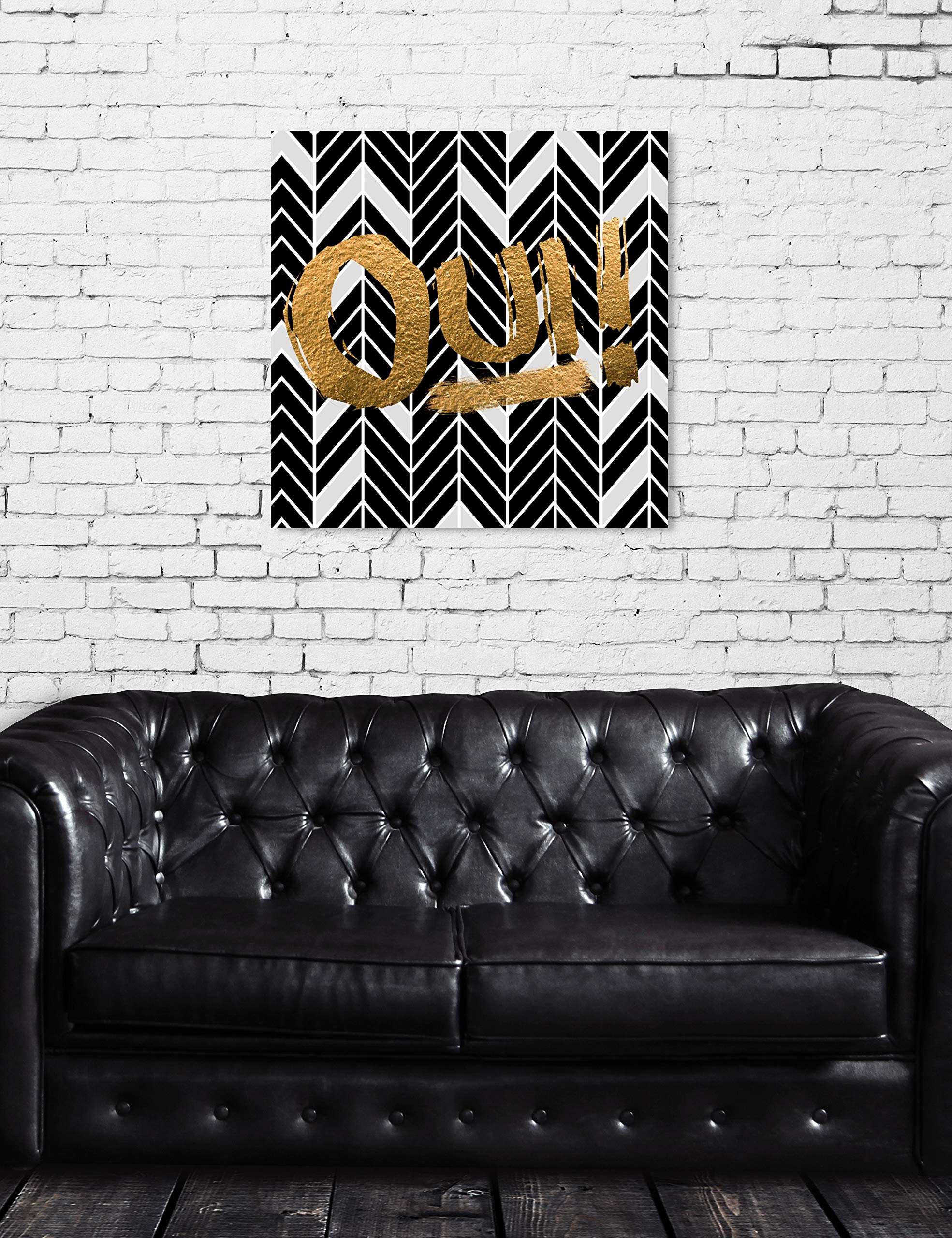 Oui Typography Wall Art Canvas Print - 30x30 Inch Gold & Black Quote Home Decor by Oliver Gal Artist Co. | Perfect for Living Room, Bedroom & Office Décor
