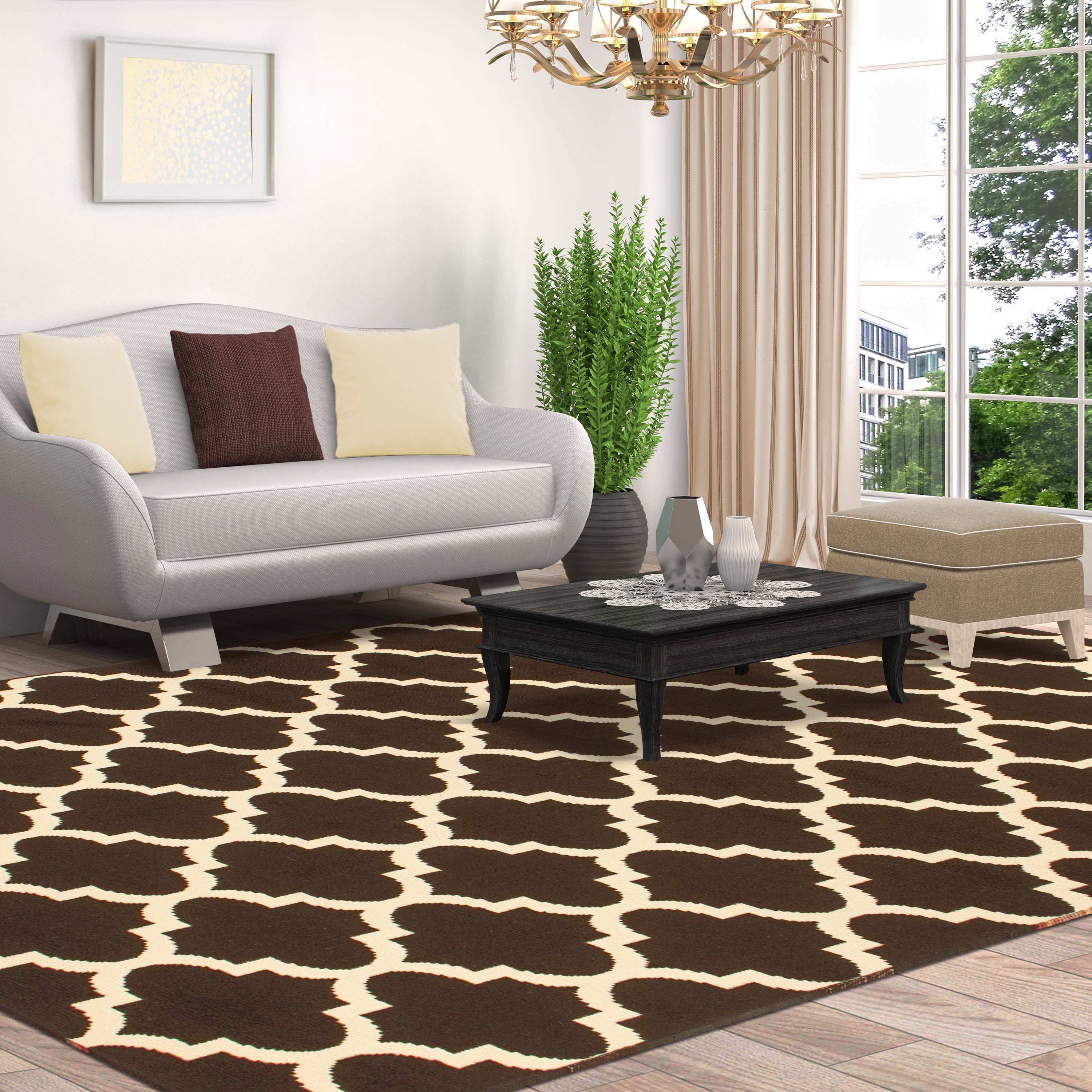 Modern Quatrefoil Geometric Trellis Indoor Area Rug - Non-Slip Soft Living Room Carpet for Bedroom, Nursery, Dorm & Home Decor - 5x7 Feet Grey Bohemian Style