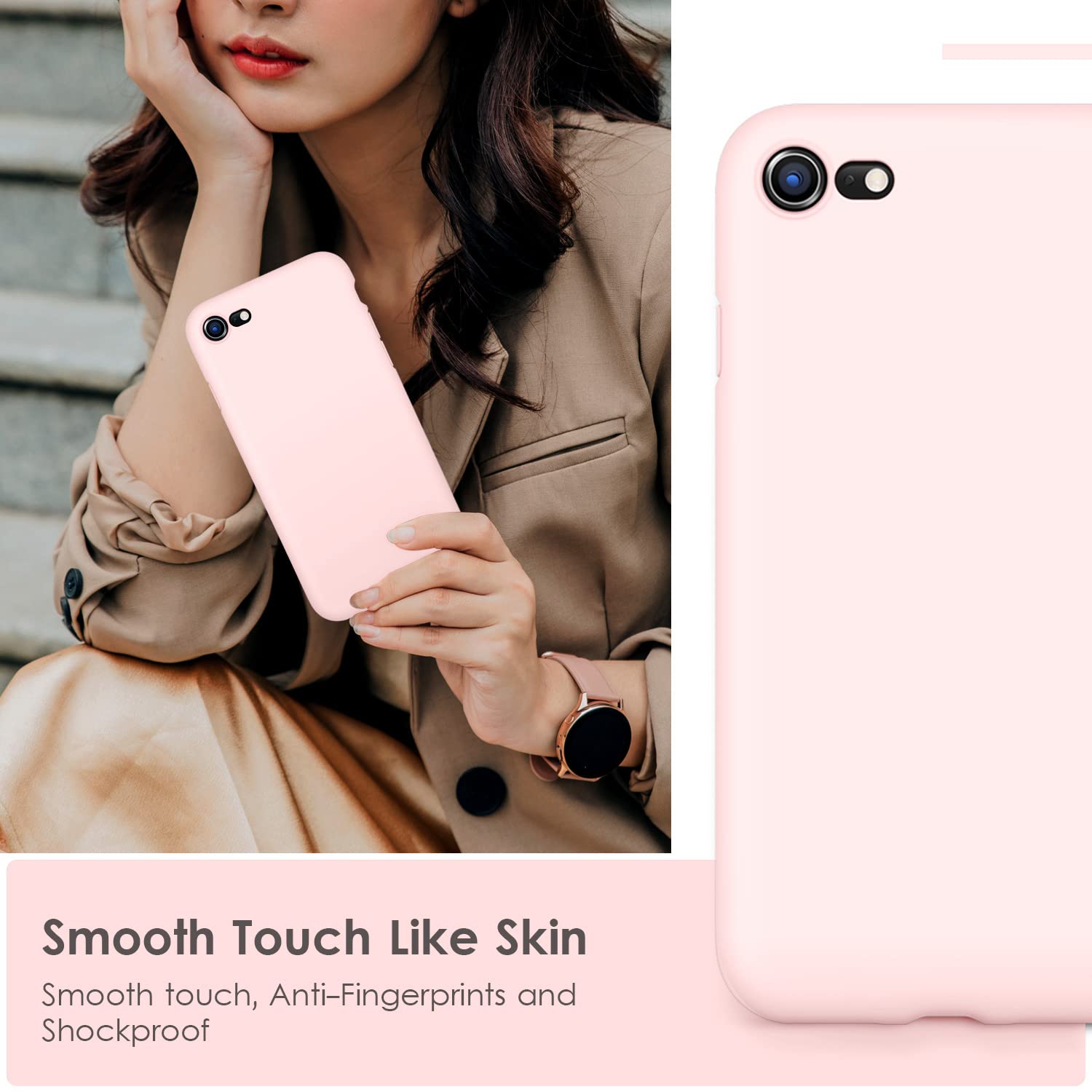 VIKESI Liquid Silicone Phone Case for iPhone SE 2022/2020, iPhone 8 & iPhone 7 (4.7 Inch) - Soft Protective Cover with Silky Feel for Women, Girls & Boys - Pink Ice | Perfect for Everyday Use, Work & Travel