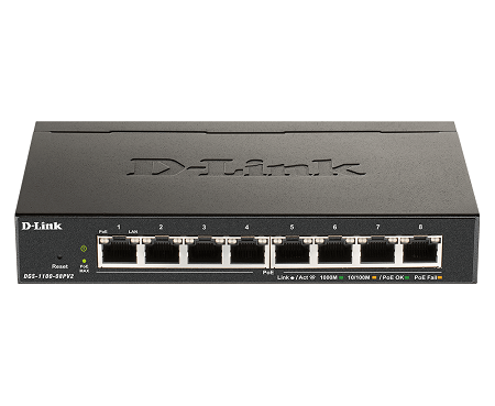 D-Link DGS-1100-08PV2 8-Port Gigabit PoE Smart Managed Switch - Network Switch for Small Business & Home Office | Ideal for IP Cameras, VoIP Phones & Wireless Access Points