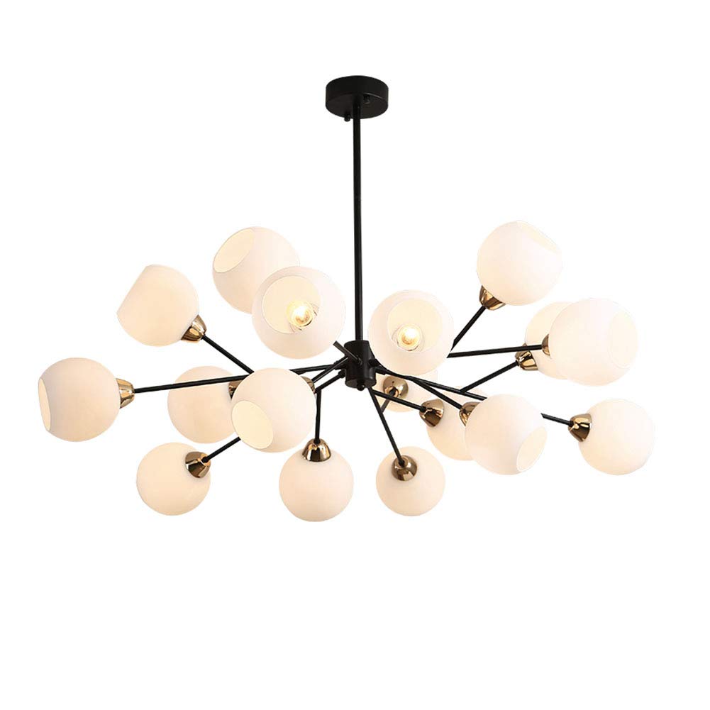 Elegant Black Sputnik Chandelier - Contemporary Mid Century Modern Pendant Lighting with Handblown Glass Globes, 18-Light Ceiling Fixture for Living Room, Dining Room, Bedroom - Perfect for Home Decor and Interior Design