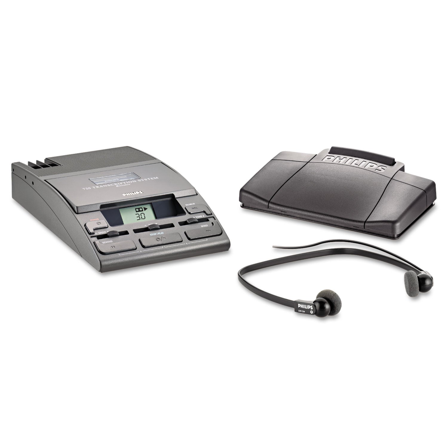 720T Desktop Analog Mini Cassette Transcriber Dictation System with Foot Control - Perfect for Legal, Medical & Office Transcription Work