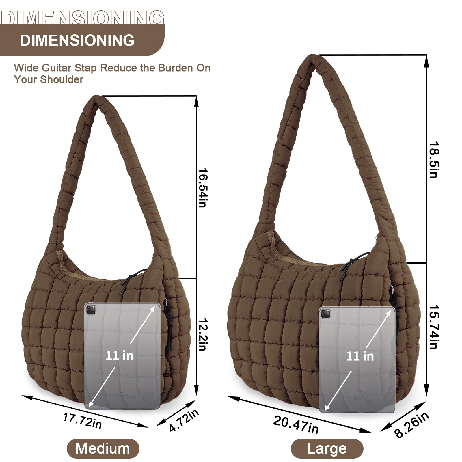 Quilted Puffer Tote Bag for Women - Lightweight Nylon Crossbody Shoulder Purse | Stylish Hobo Carryall Handbag for Girls | Perfect for Work, Travel & Daily Use