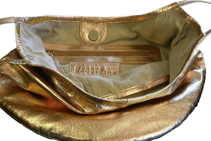 Premium Metallic Gold Saddle Bag for Equestrian Riding & Horseback Adventures - Durable Leather Bike Bag for Cycling & Outdoor Travel