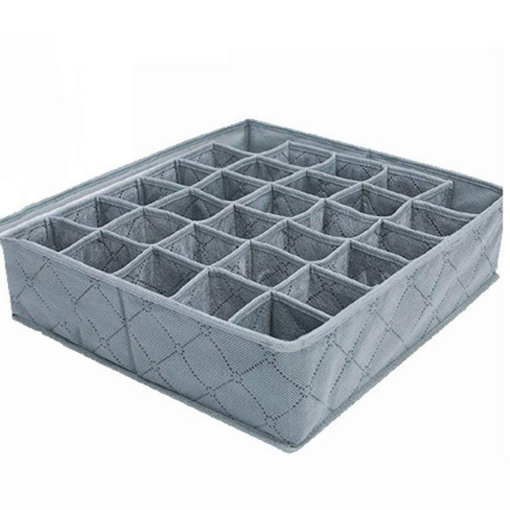 LUCACO Foldable Underwear Organizer - 6/7/8/24/30 Grid Non-Woven Fabric Drawer Storage Bins with Dividers, Large Capacity Closet Organizer for Socks, Bras & Accessories | Perfect for Bedroom, Dorm & Travel Organization
