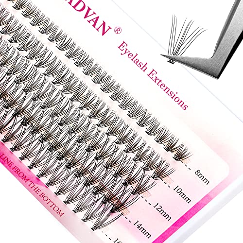 DIY Eyelash Extension Kit - 10/20/30/40 Roots Lash Clusters, D Curl 8/10/12/14/16mm Mixed Tray for 3D Volume Effect - Reusable Melt Flare Lashes for Natural Look - Perfect for Salon, Home Use & Special Occasions
