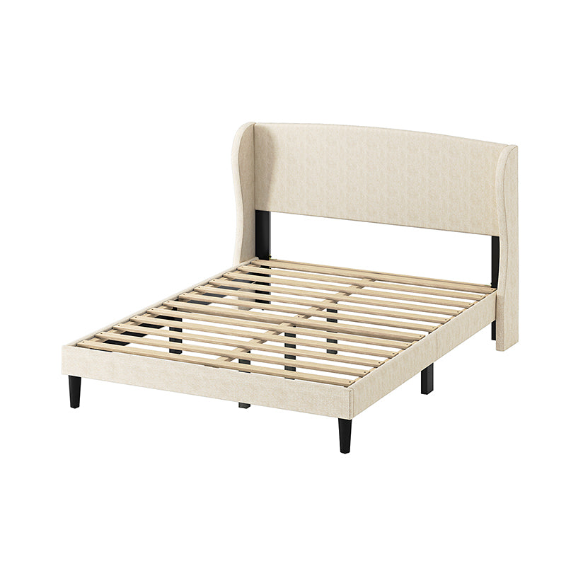 Baotist Upholstered Wingback Platform Bed Frame - Queen Size Modern Bedroom Furniture for Master Bedroom, Guest Room & Apartment