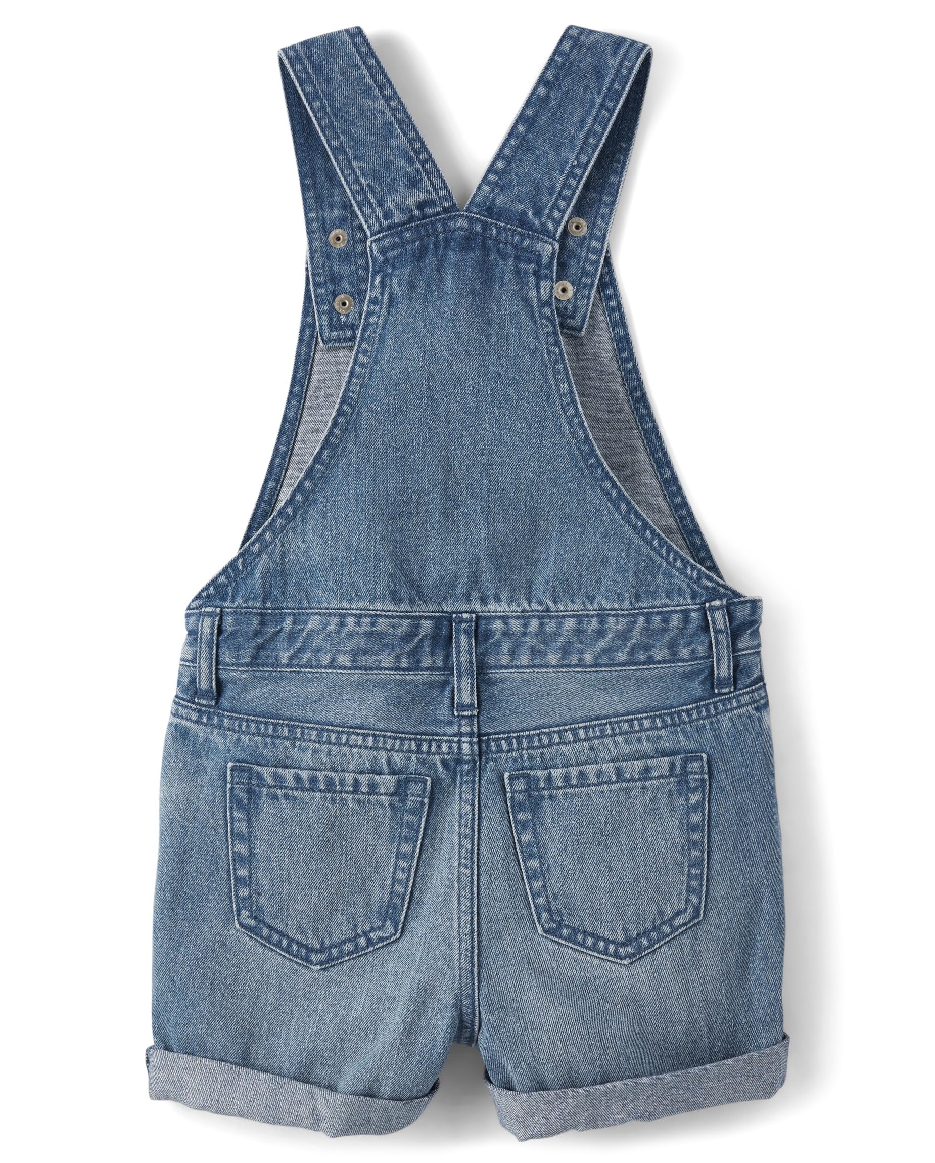The Children's Place Girls Denim Shortall Overalls | Cute & Comfortable Toddler Jumpsuit for Playdates, Summer Outfits & Casual Wear