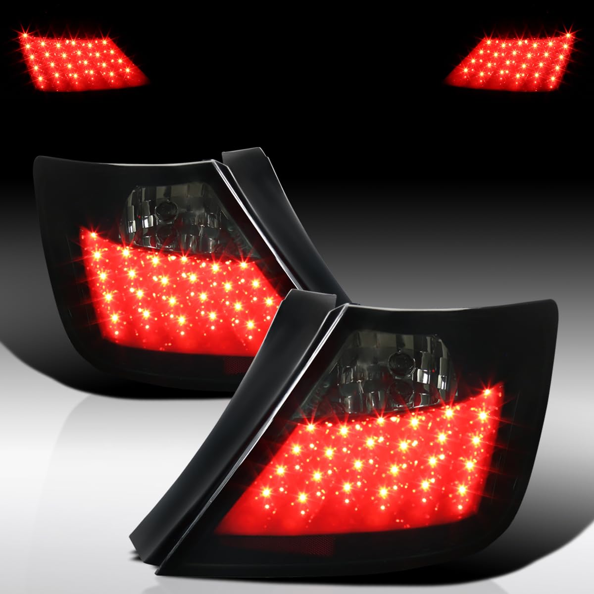 AUTOZENSATION JDM LED Glossy Black Smoke Tail Lights Pair - Compatible with 2004-2010 Scion tC (Left & Right Assembly) - Upgrade Your Car's Rear Style for Night Driving & Enhanced Visibility