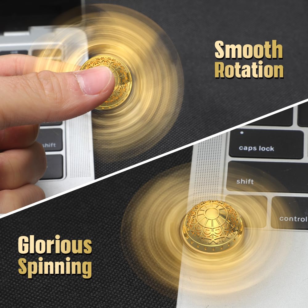 Golden Sphere Fidget Spinner Toy for Kids & Adults - Stress Relief Magic Orb Finger Spinner | Metal Desk Toy for School, Office, Home | Perfect for Easter Party Favors & Goody Bag Fillers (Great for Anxiety Relief, Focus & Classroom Fidgeting)