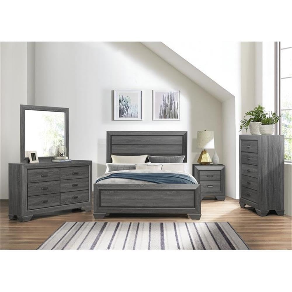 Lexicon Beechnut Contemporary Raised Panel Wood Full Bed Frame in Gray - Modern Bedroom Furniture for Master & Guest Rooms
