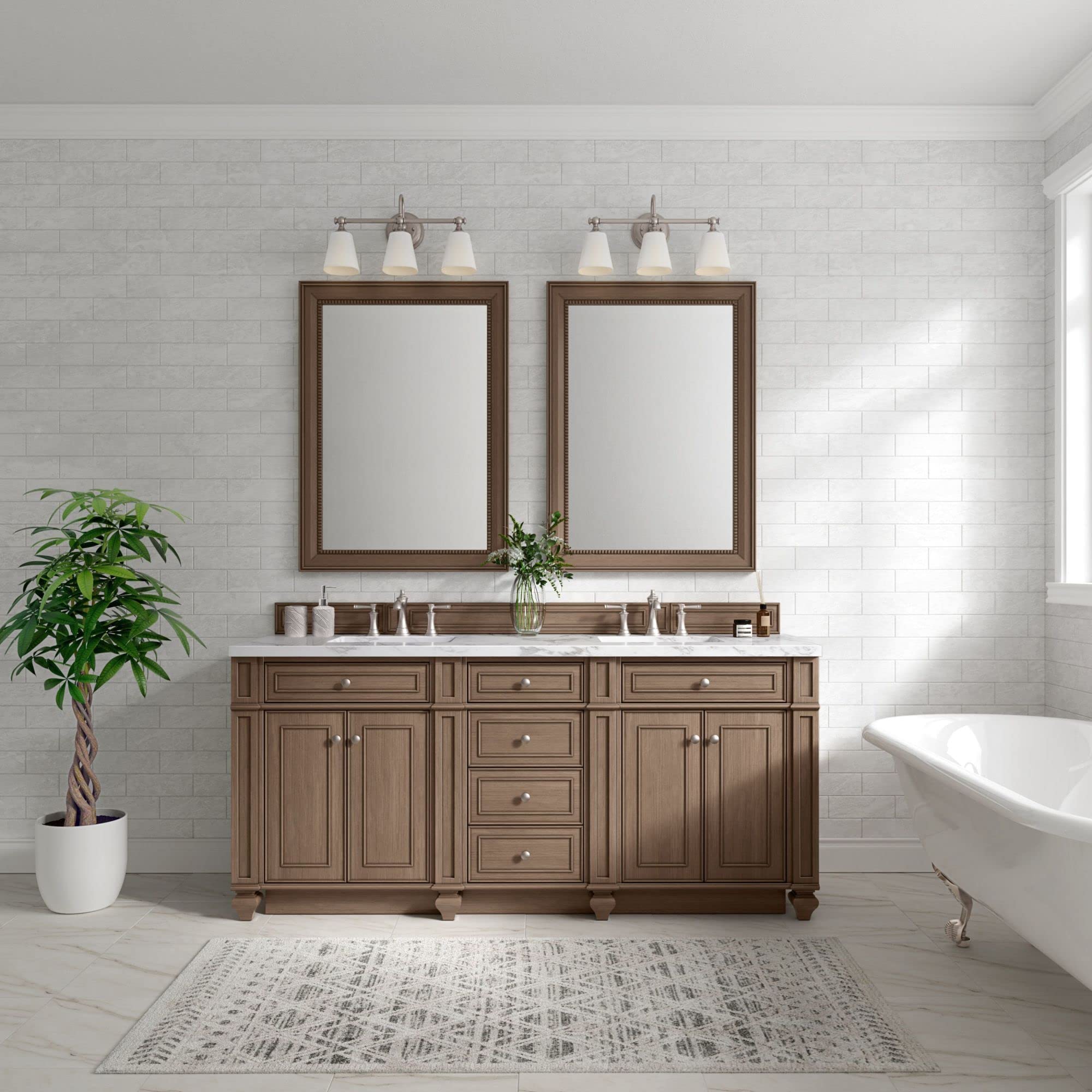 Bright White Rectangular Wall Mirror - Modern Home Decor for Bathroom, Bedroom & Entryway