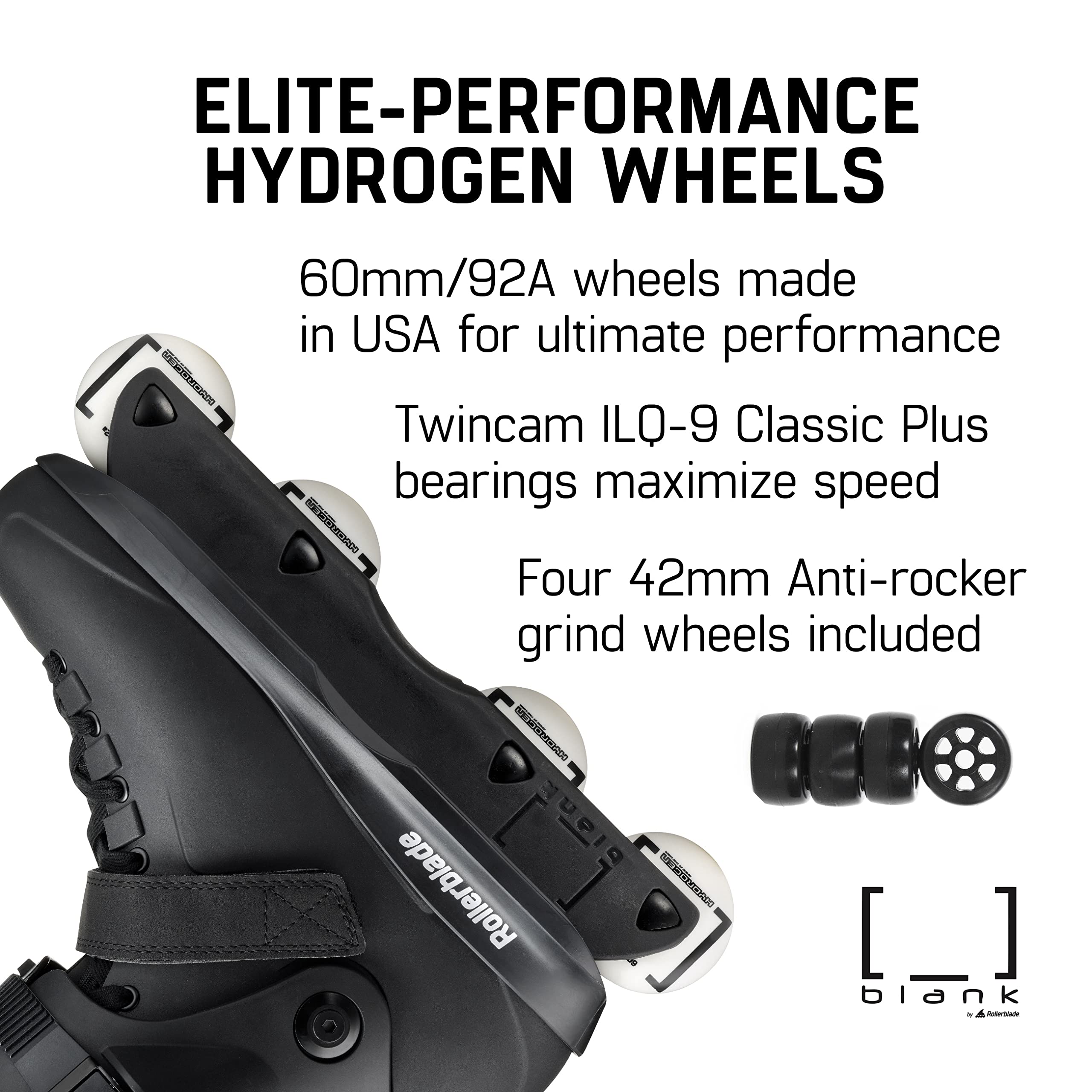 Rollerblade Blank Unisex Adult Fitness Inline Skates for Men & Women - Perfect for Outdoor Exercise, Fitness Training & Recreational Skating